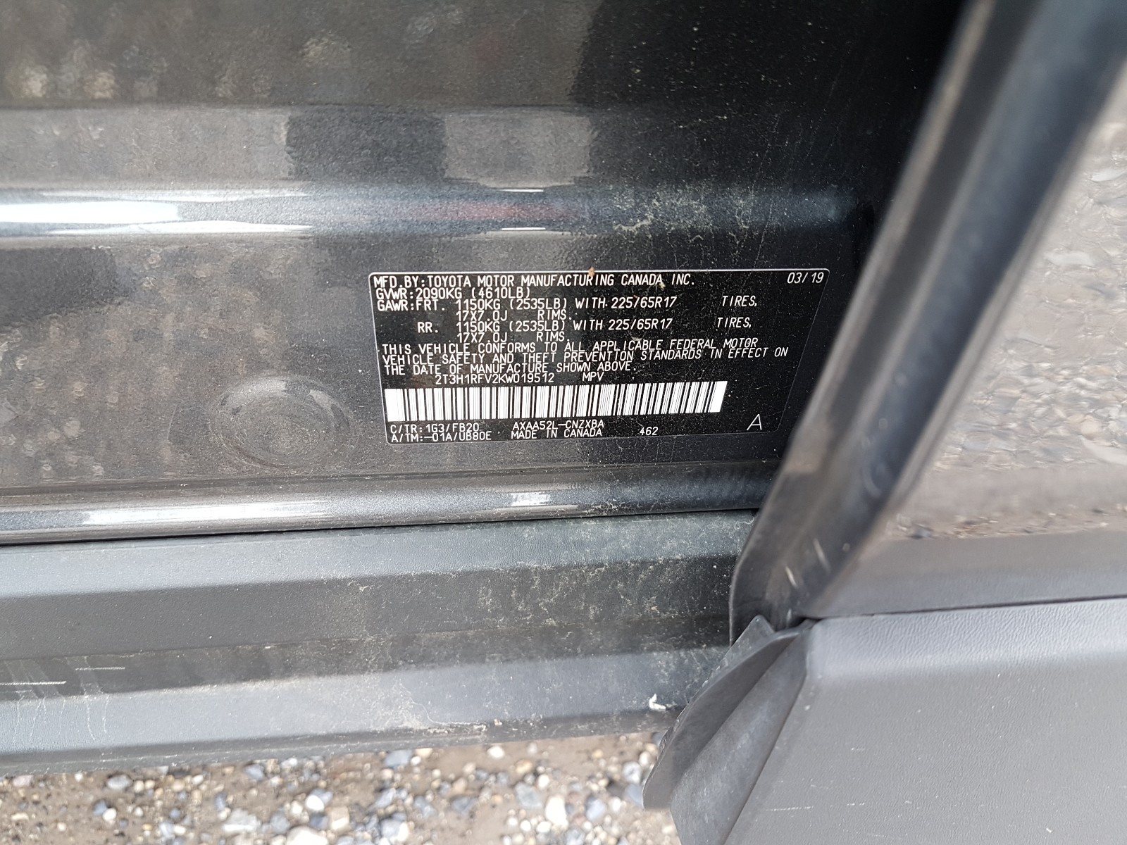 Photo 10 from auction – 2019 TOYOTA RAV4 LE with VIN 2T3H1RFV2KW019512