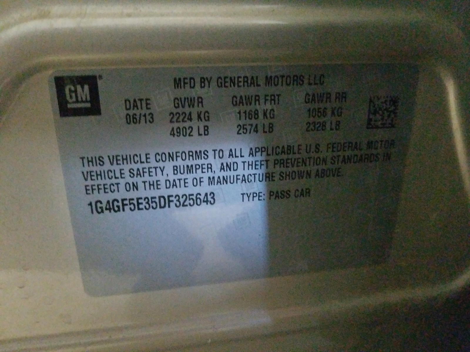Photo 10 from auction – 2013 BUICK LACROSSE P with VIN 1G4GF5E35DF325643