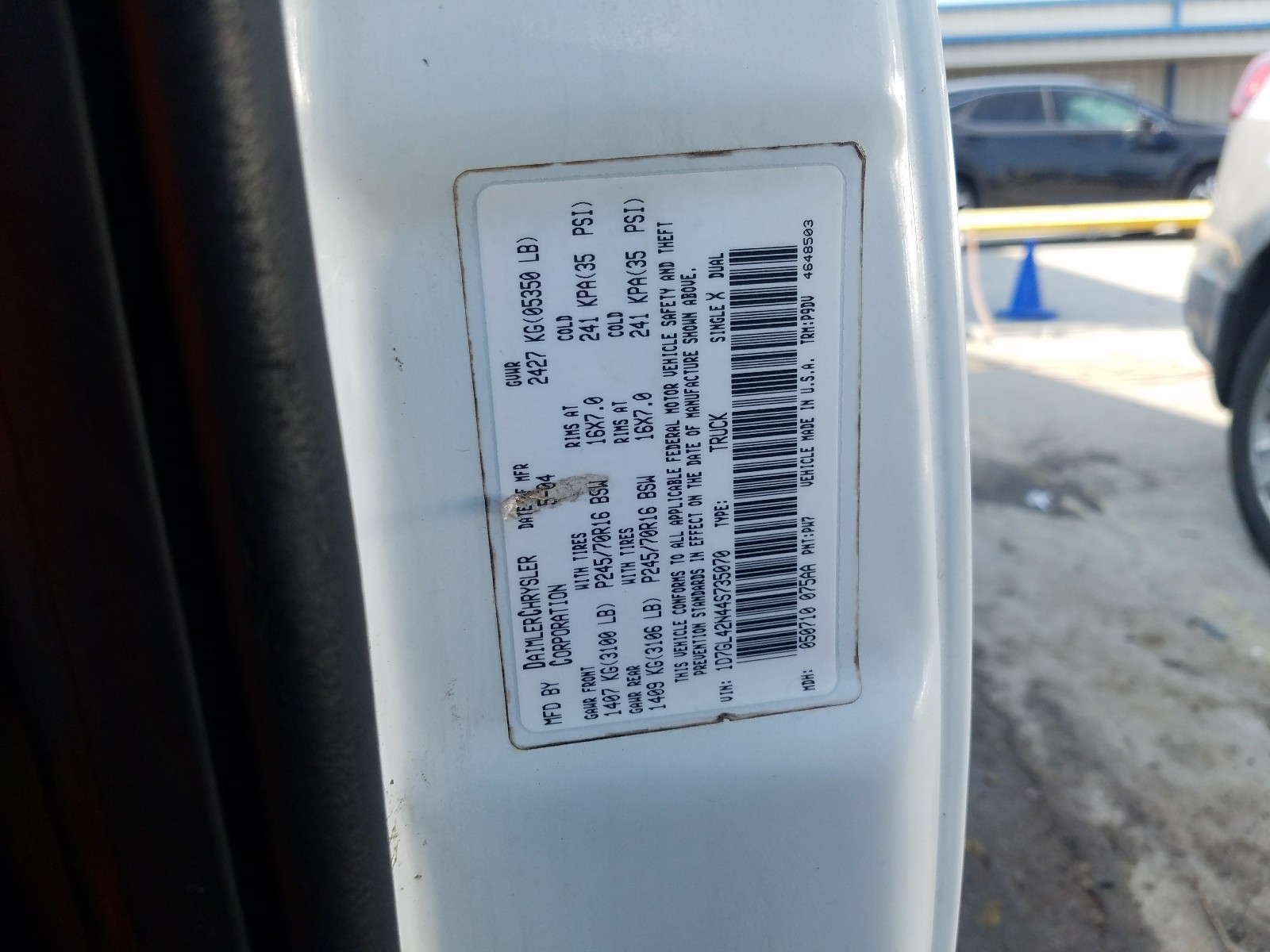 Zdjęcie 10 z aukcji – 2004 DODGE DAKOTA SLT z VIN 1D7GL42N44S735070