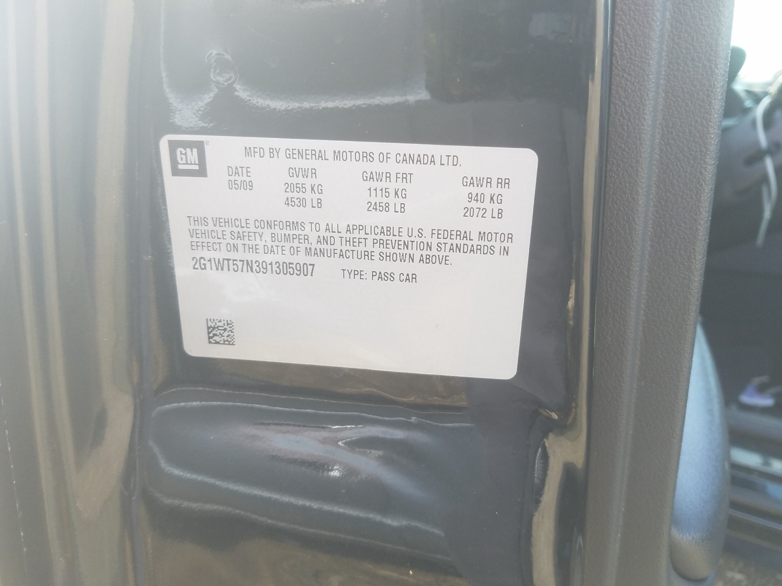 Photo 10 from auction – 2009 CHEVROLET IMPALA 1LT with VIN 2G1WT57N391305907