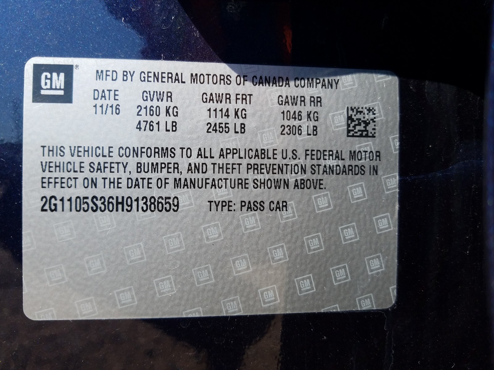 Photo 10 from auction – 2017 CHEVROLET IMPALA LT with VIN 2G1105S36H9138659