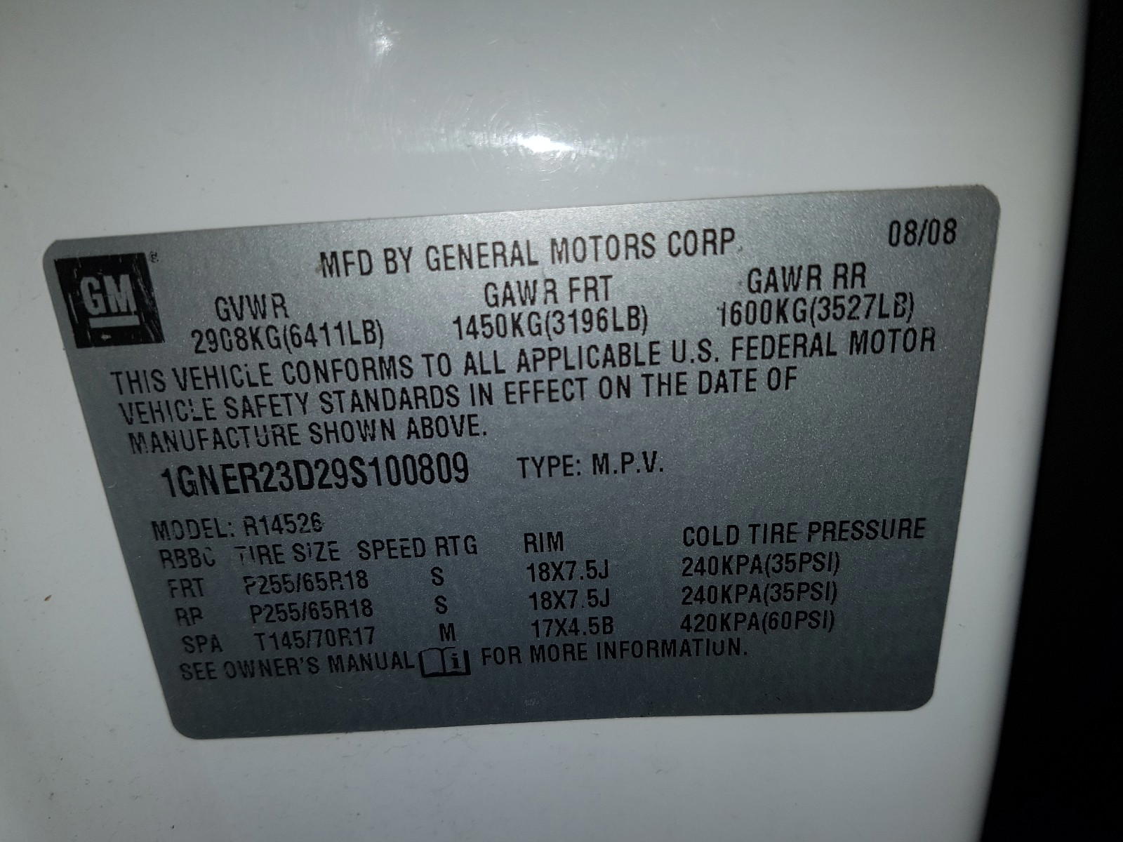 Photo 10 from auction – 2009 CHEVROLET TRAVERSE L with VIN 1GNER23D29S100809