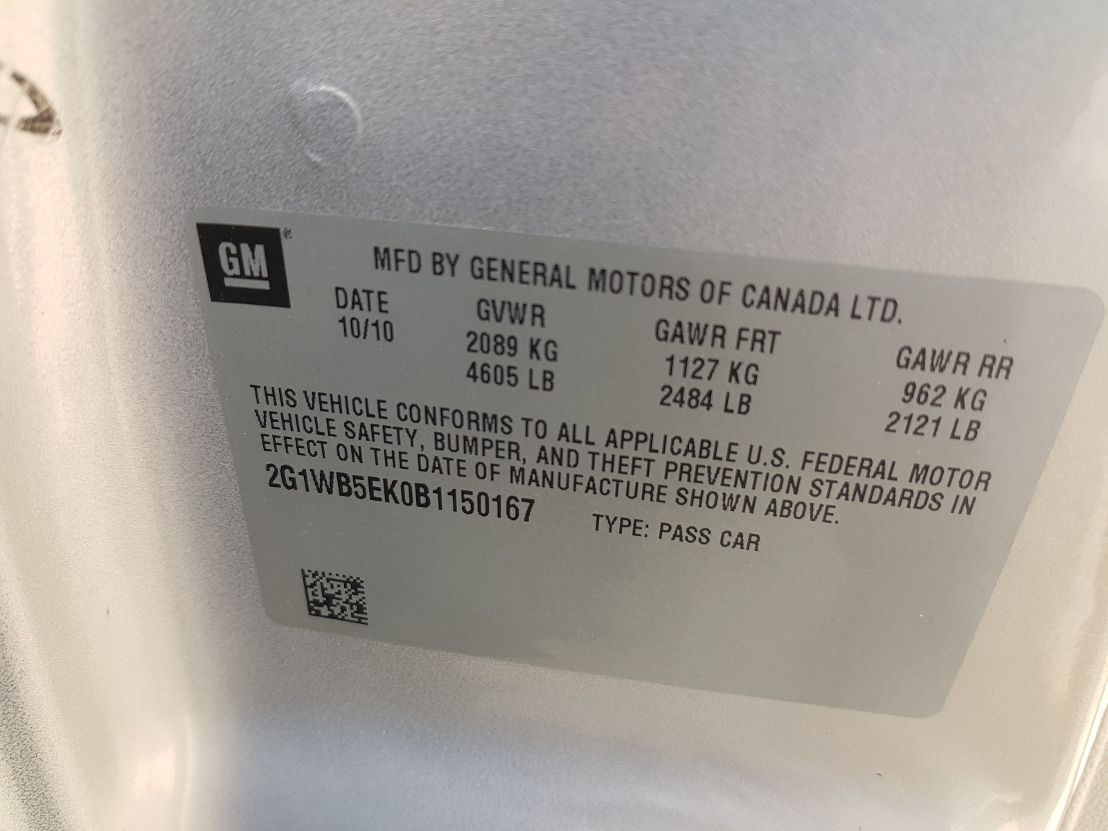 Photo 10 from auction – 2011 CHEVROLET IMPALA LT with VIN 2G1WB5EK0B1150167