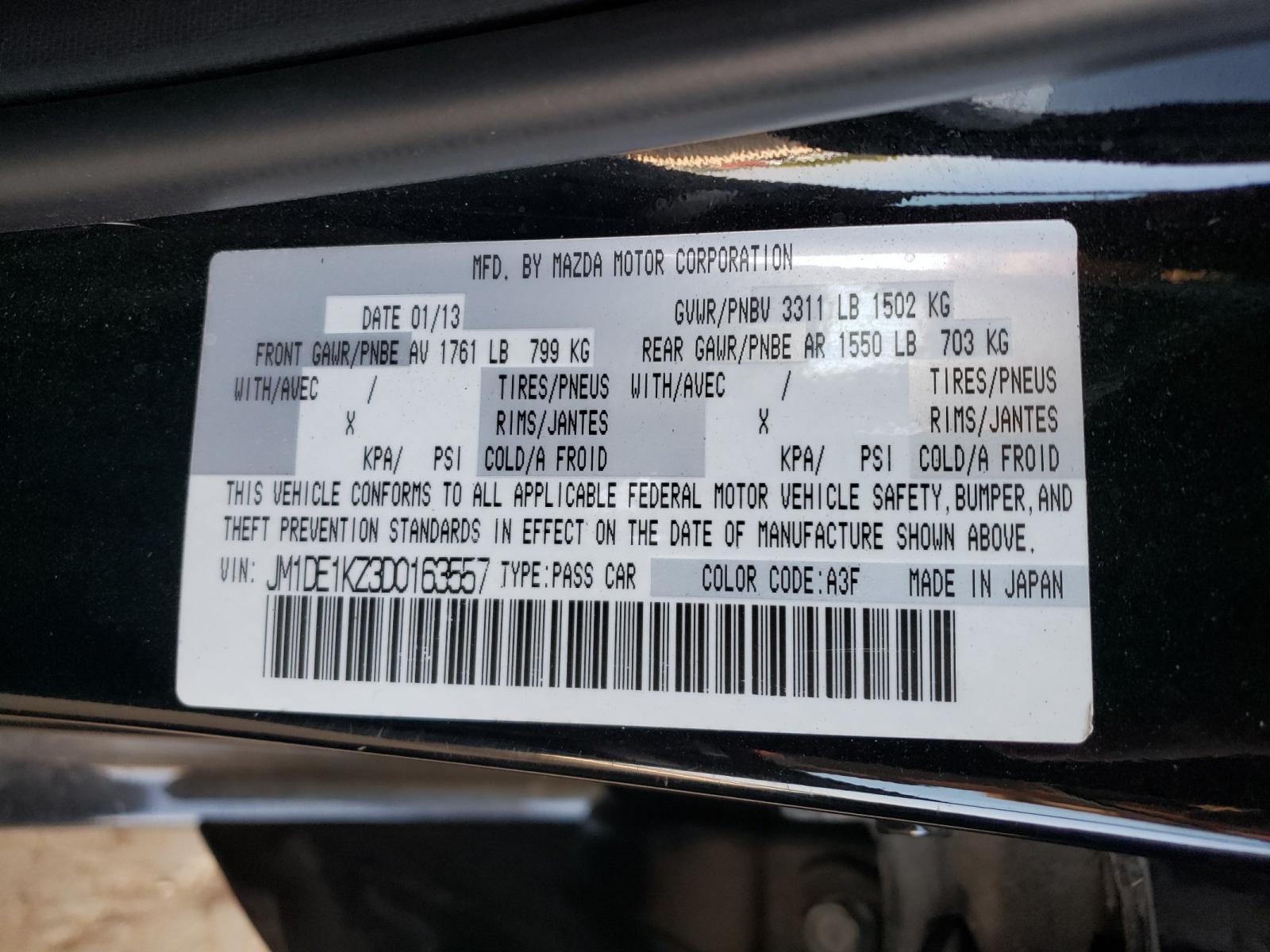 Photo 10 from auction – 2013 MAZDA MAZDA2 with VIN JM1DE1KZ3D0163557