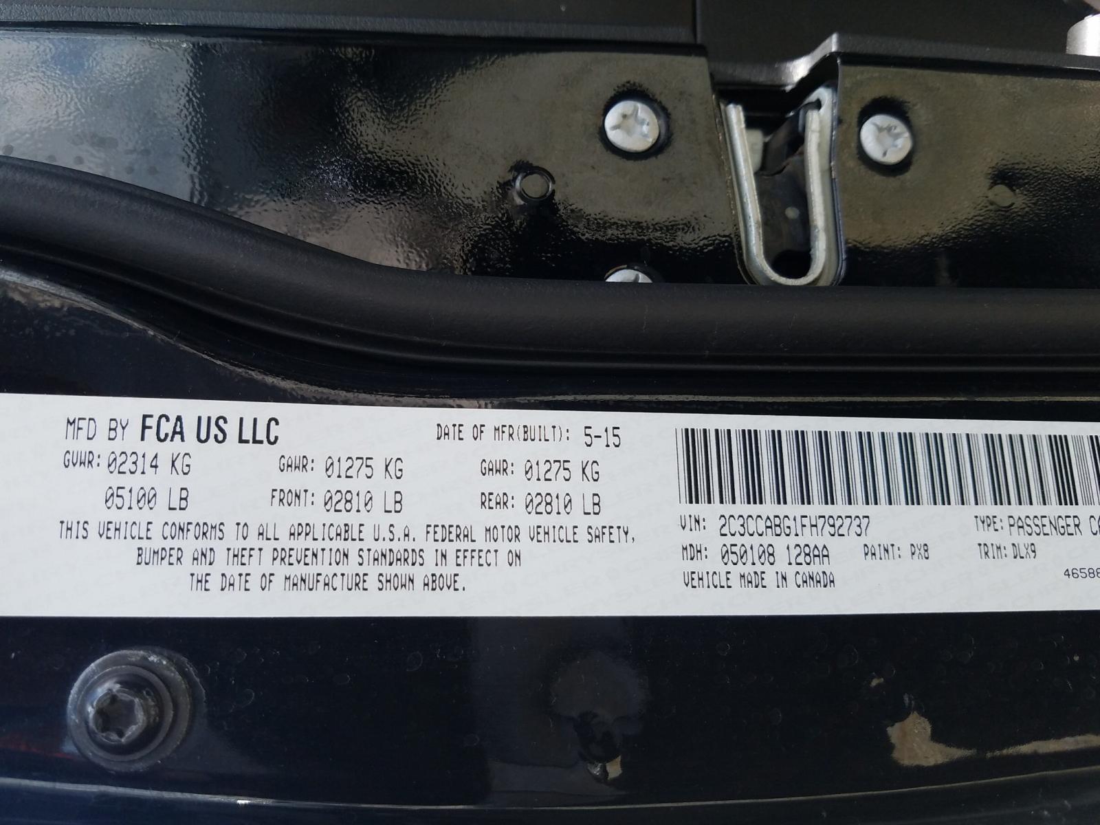 Photo 10 from auction – 2015 CHRYSLER 300 S with VIN 2C3CCABG1FH792737