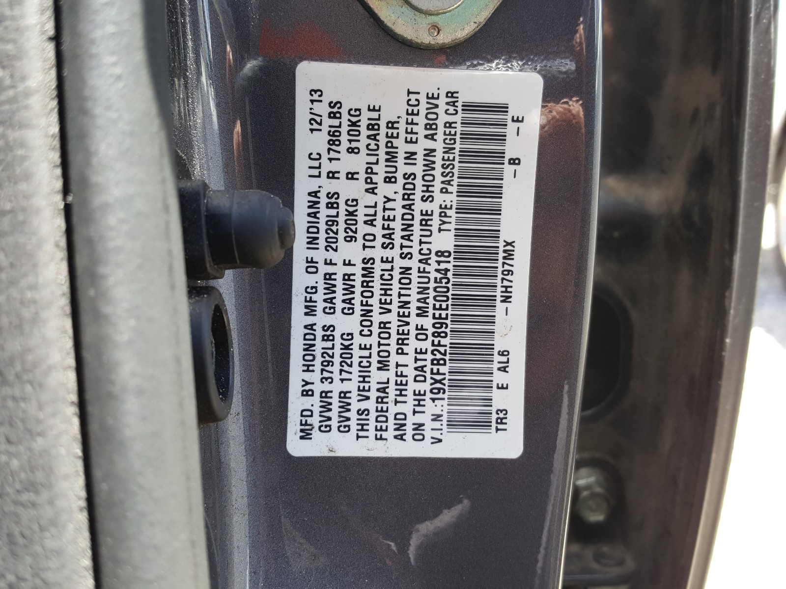 صورة رقم 10 من المزاد - 2014 HONDA CIVIC EX مع VIN 19XFB2F89EE005418
