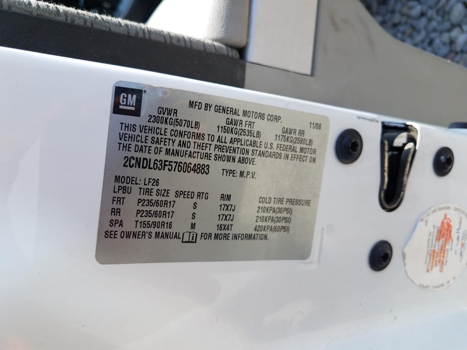 Photo 10 from auction – 2007 CHEVROLET EQUINOX LT with VIN 2CNDL63F866176561
