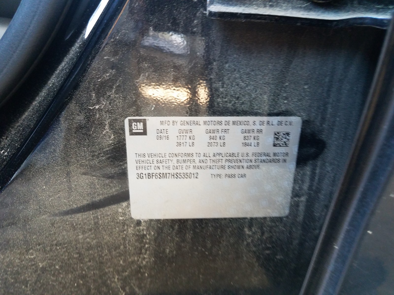 Photo 10 from auction – 2017 CHEVROLET CRUZE PREM with VIN 3G1BF6SM7HS535012