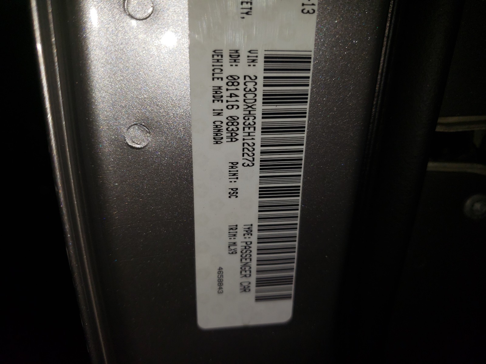Photo 10 from auction – 2014 DODGE CHARGER SX with VIN 2C3CDXHG3EH122273