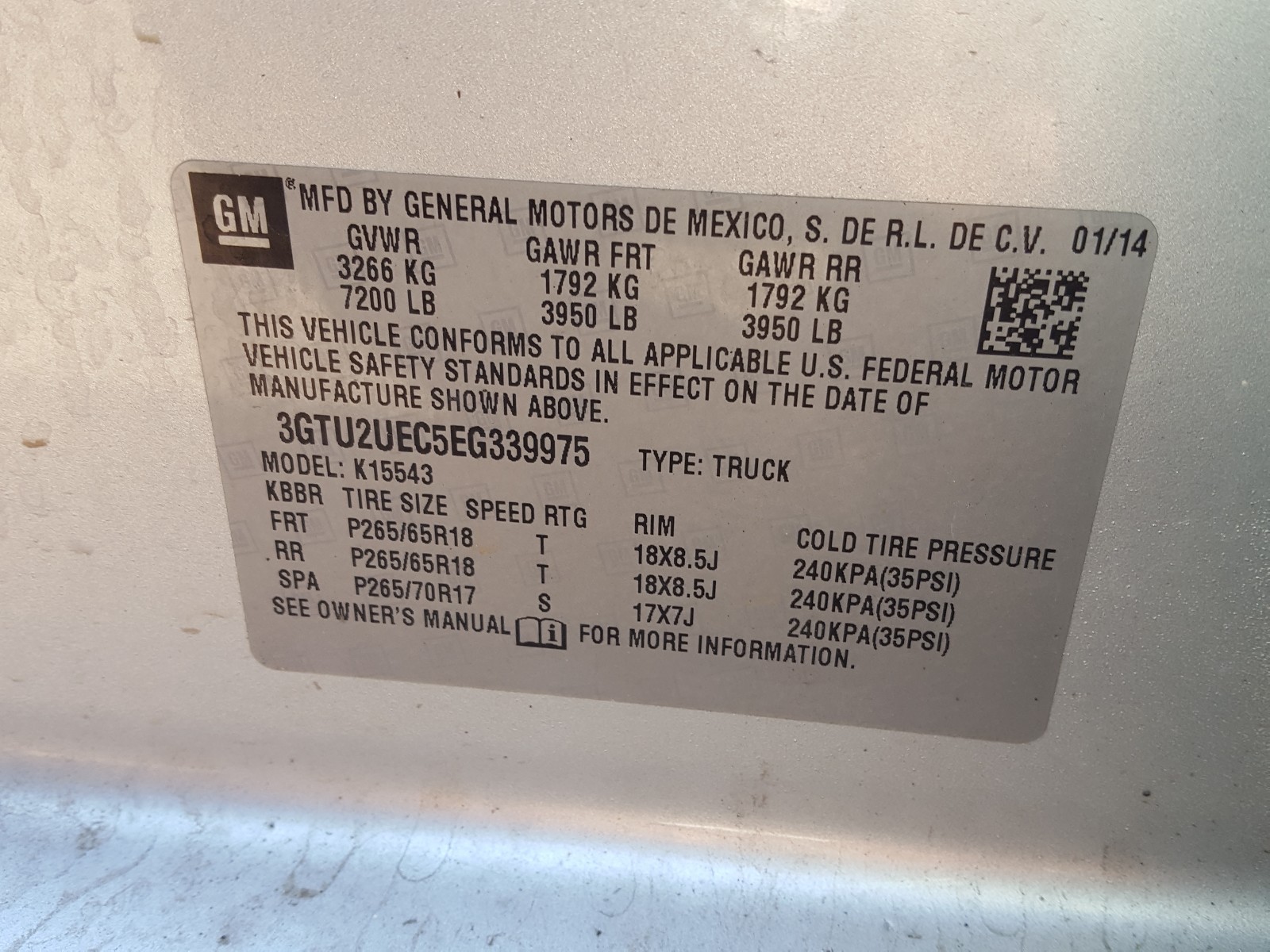 Photo 10 from auction – 2014 GMC SIERRA K15 with VIN 3GTU2UEC5EG339975