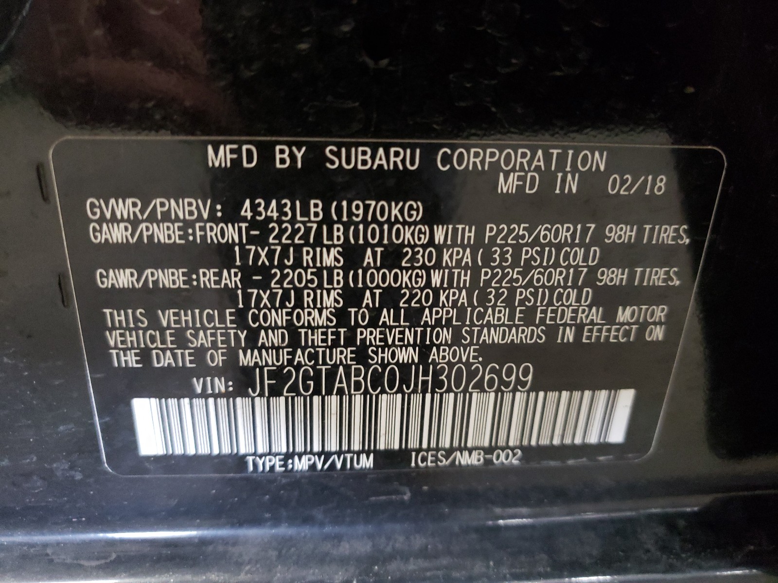 Zdjęcie 10 z aukcji – 2018 SUBARU CROSSTREK z VIN JF2GTABC0JH302699
