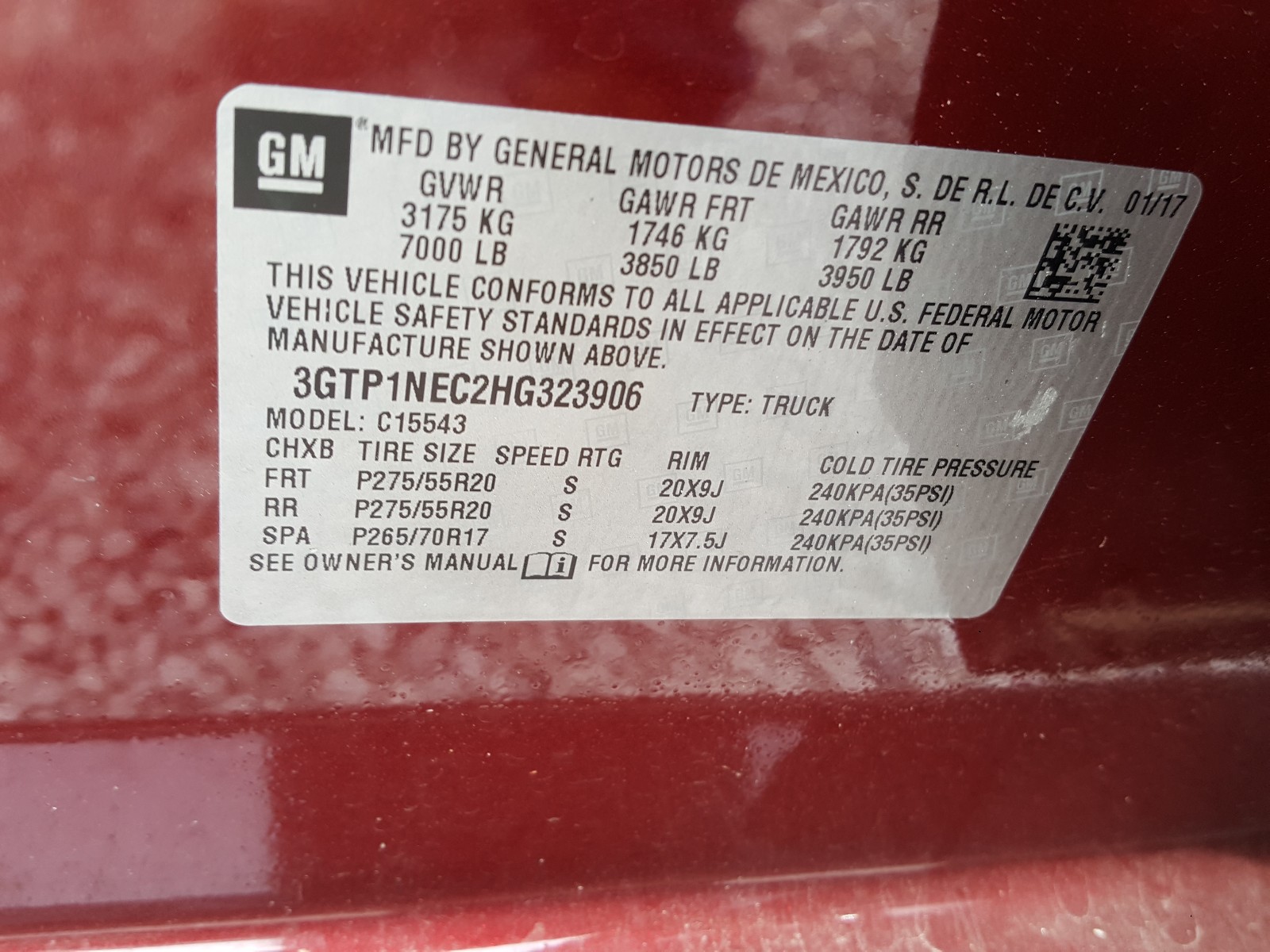 Photo 10 from auction – 2017 GMC SIERRA C15 with VIN 3GTP1NEC2HG323906