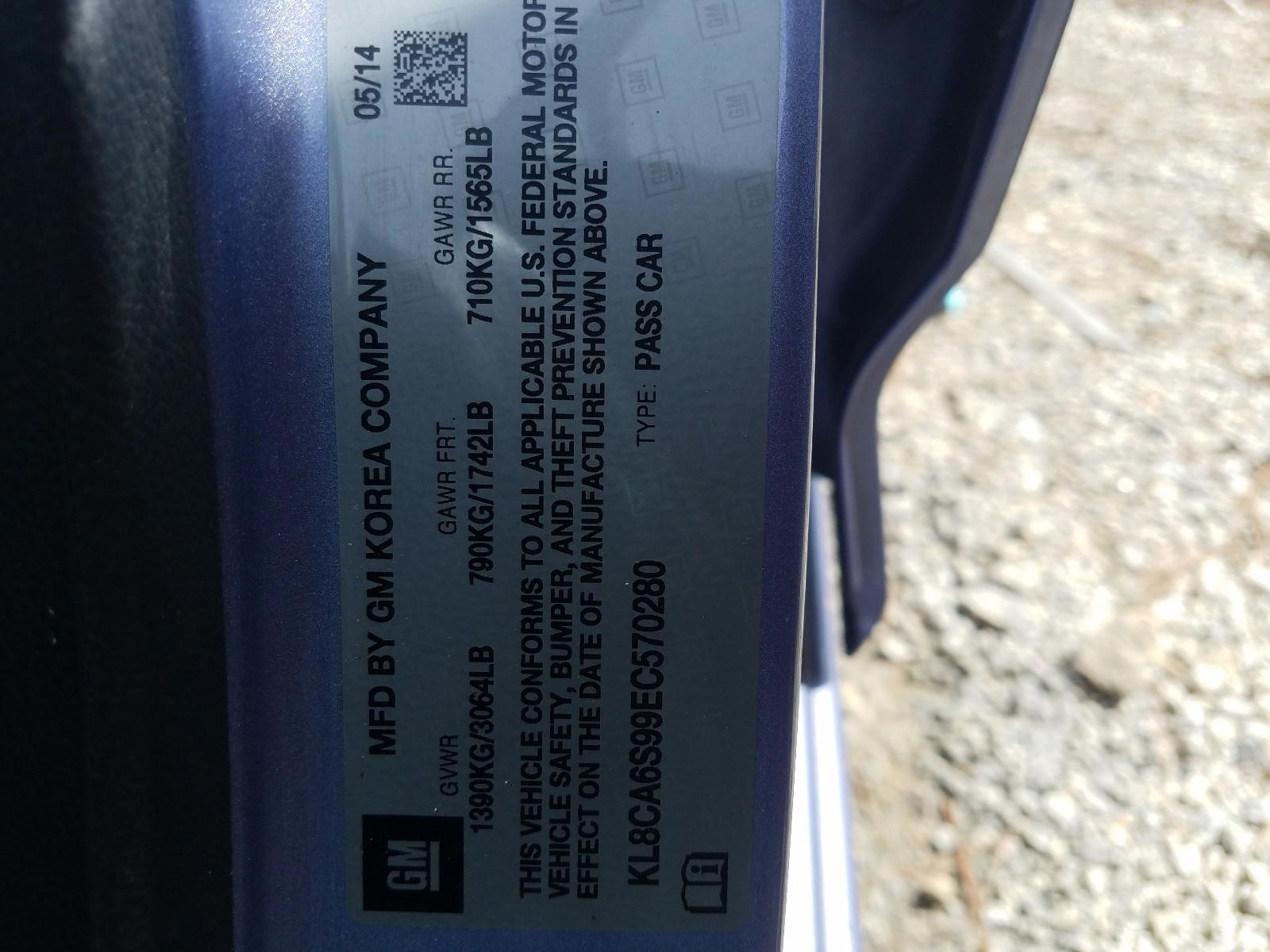 Photo 10 from auction – 2014 CHEVROLET SPARK LS with VIN KL8CA6S99EC570280