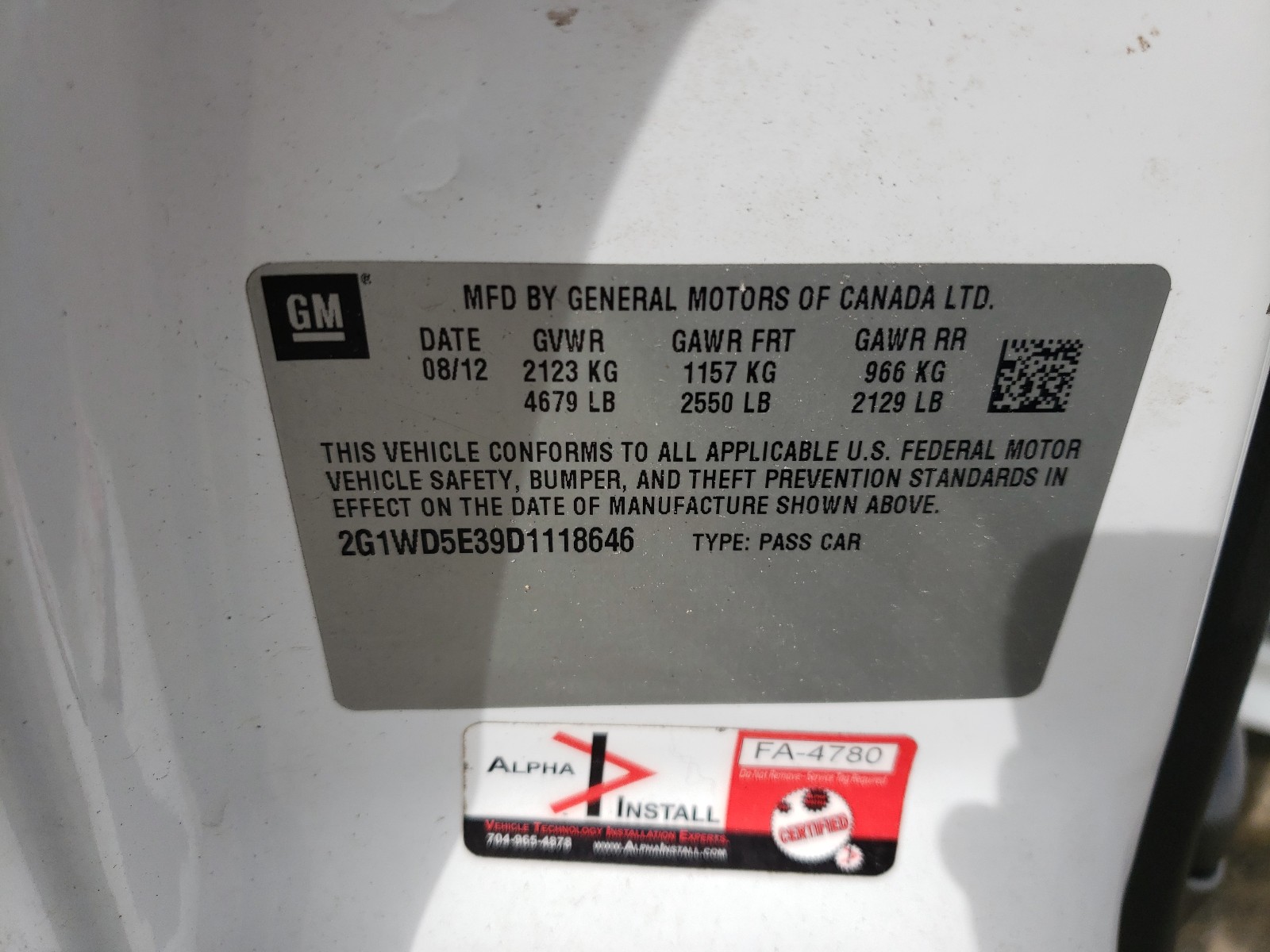 Photo 10 from auction – 2013 CHEVROLET IMPALA POL with VIN 2G1WD5E39D1118646