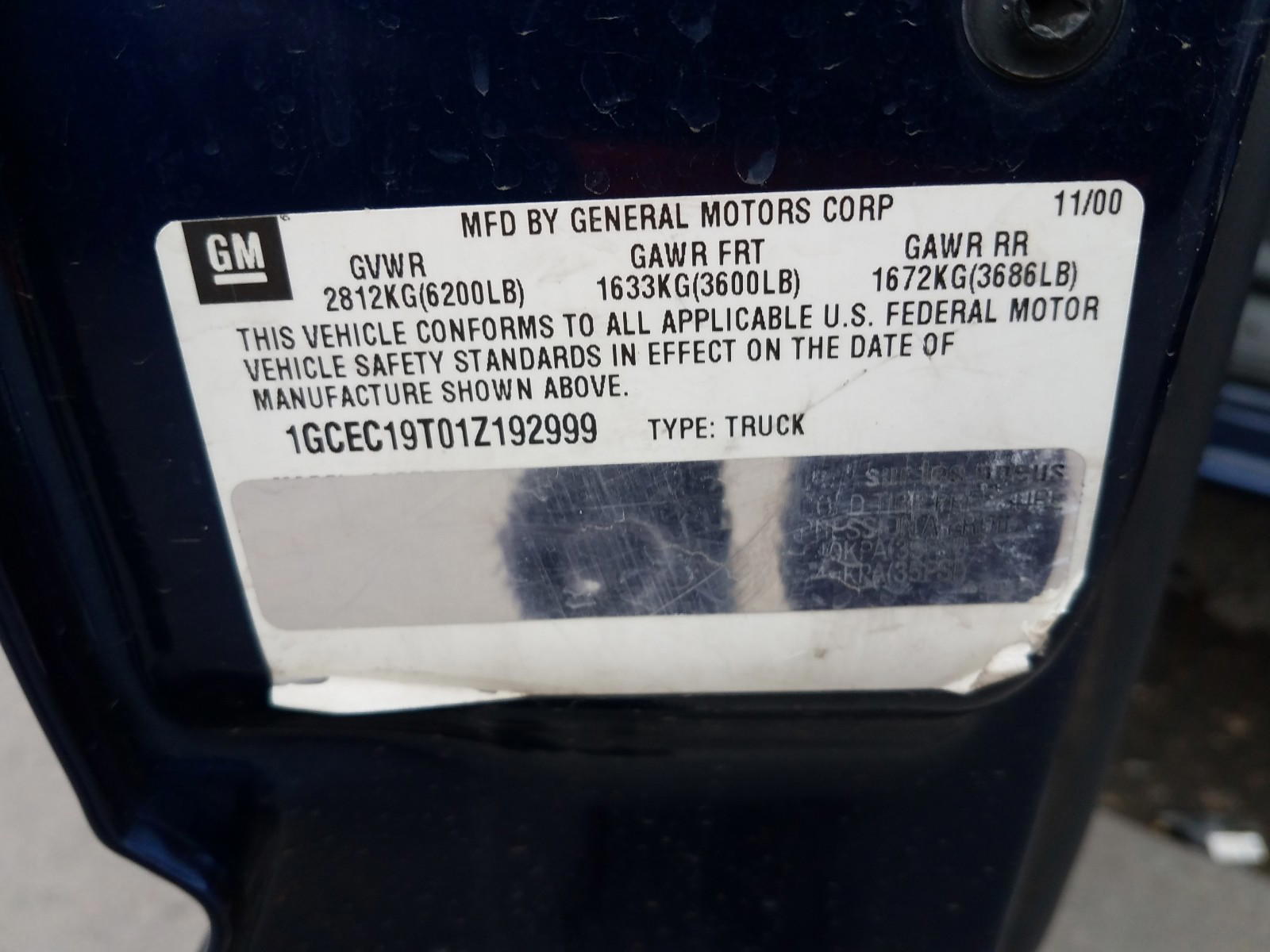 Photo 10 from auction – 2001 CHEVROLET SILVERADO with VIN 1GCEC19T01Z192999