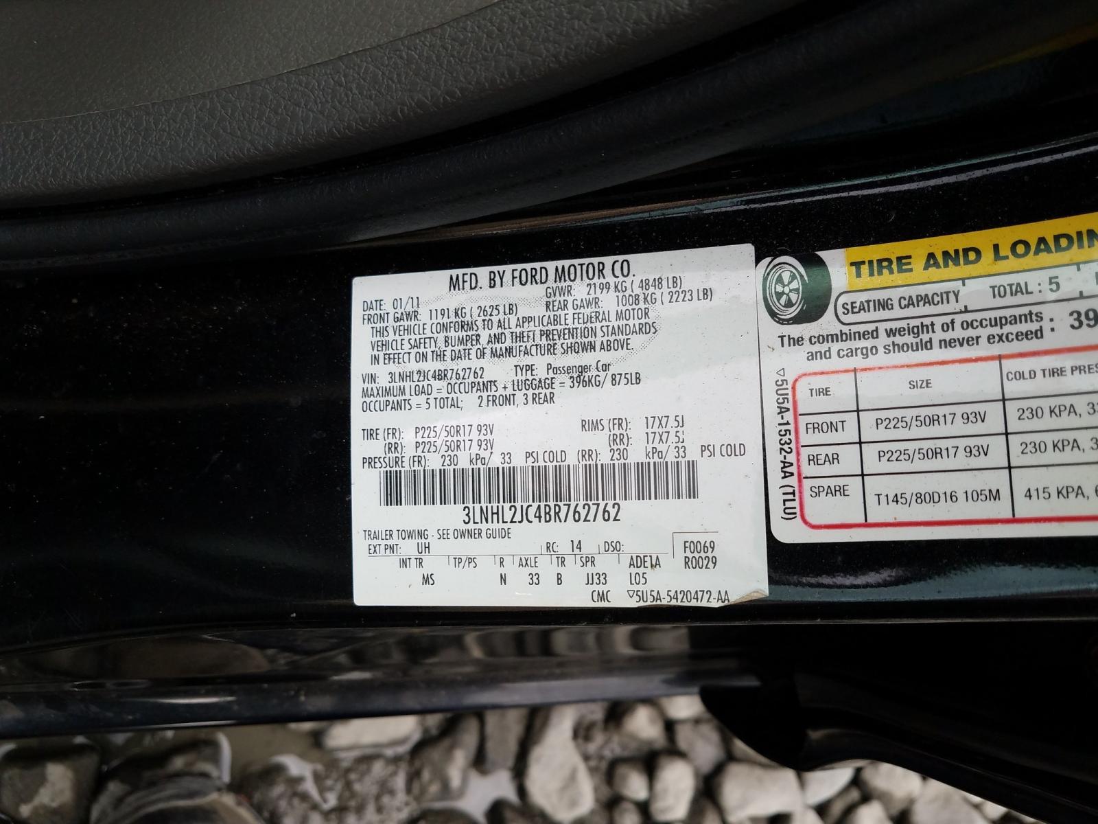 Photo 10 from auction – 2011 LINCOLN MKZ with VIN 3LNHL2JC4BR762762