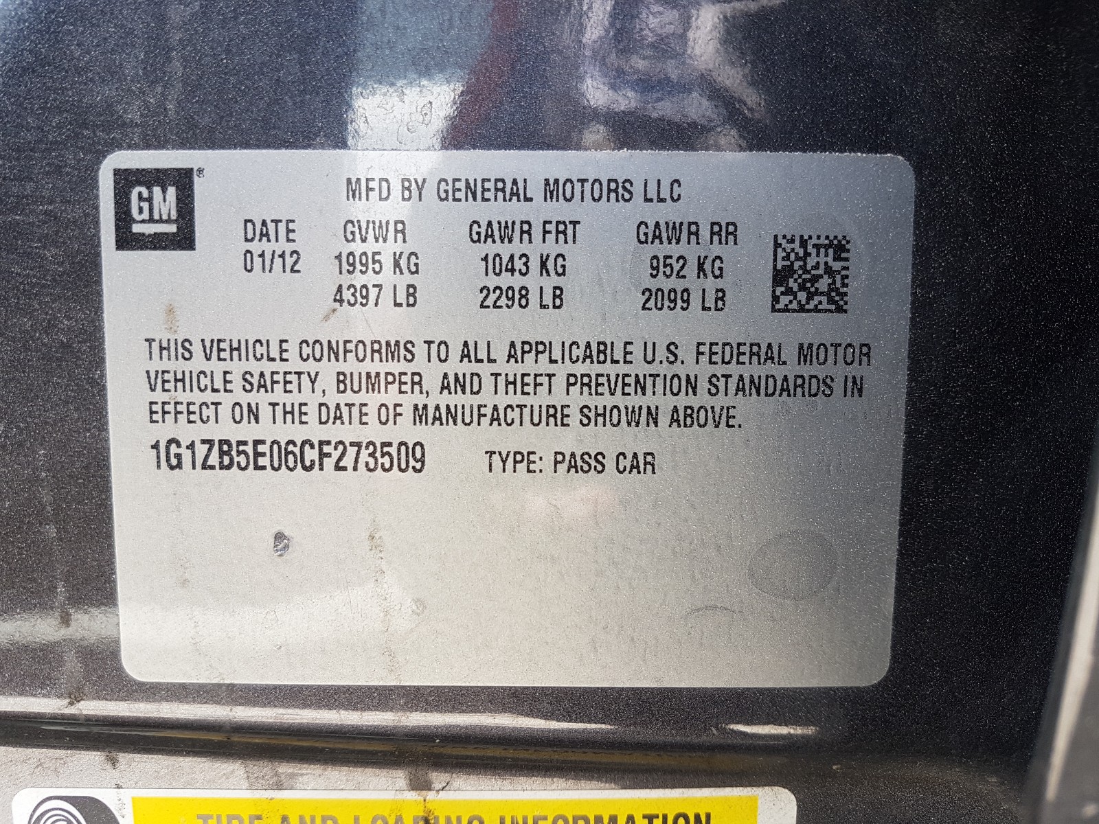 Photo 10 from auction – 2012 CHEVROLET MALIBU LS with VIN 1G1ZB5E06CF273509