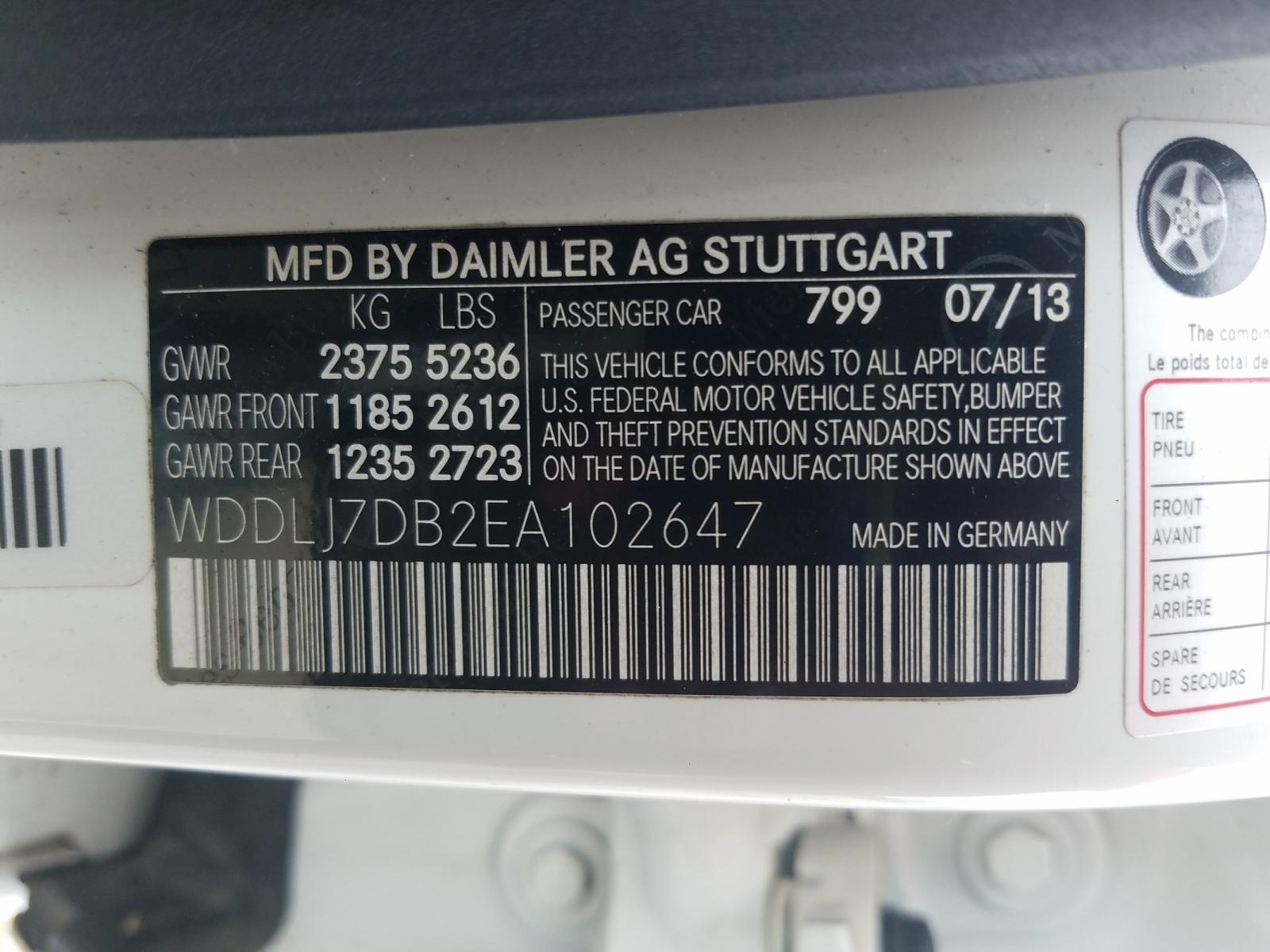 Photo 10 from auction – 2014 MERCEDES-BENZ CLS 550 with VIN WDDLJ7DB2EA102647