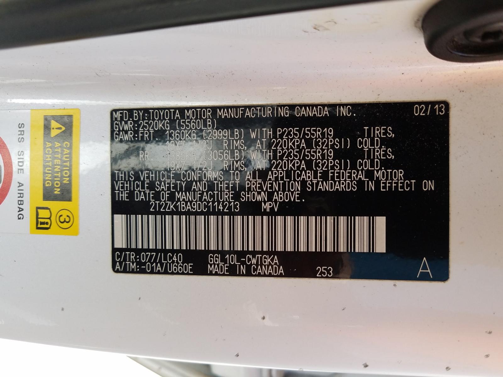 Photo 10 from auction – 2013 LEXUS RX 350 with VIN 2T2ZK1BA9DC114213