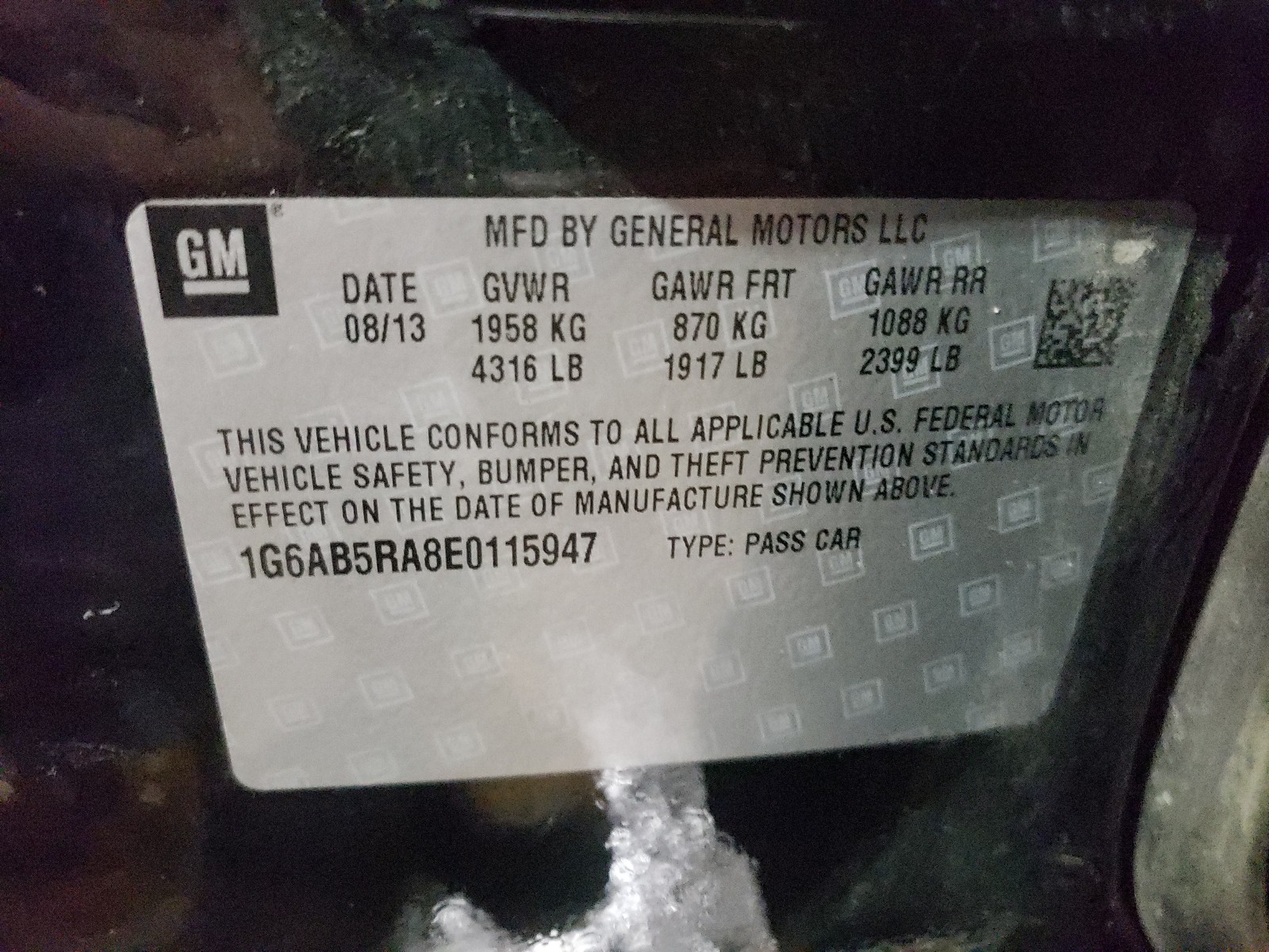 Photo 10 from auction – 2014 CADILLAC ATS LUXURY with VIN 1G6AB5RA8E0115947