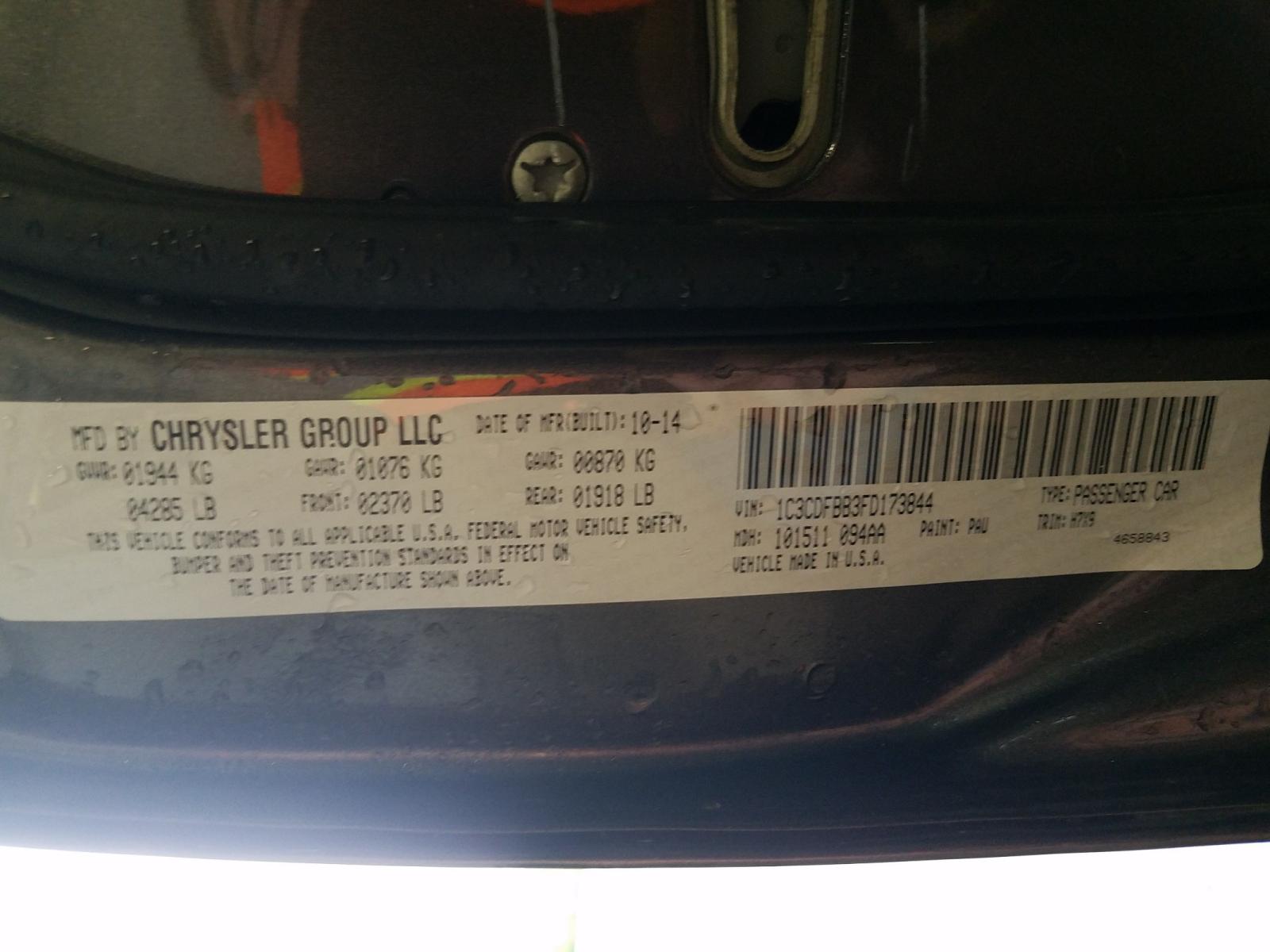 Photo 10 from auction – 2015 DODGE DART SXT with VIN 1C3CDFBB3FD173844