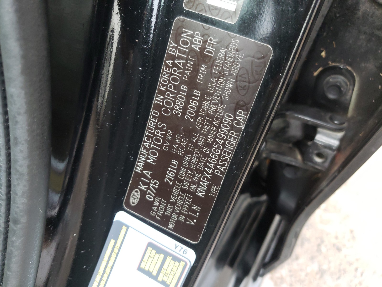 Photo 10 from auction – 2016 KIA FORTE LX with VIN KNAFX4A66G5499090