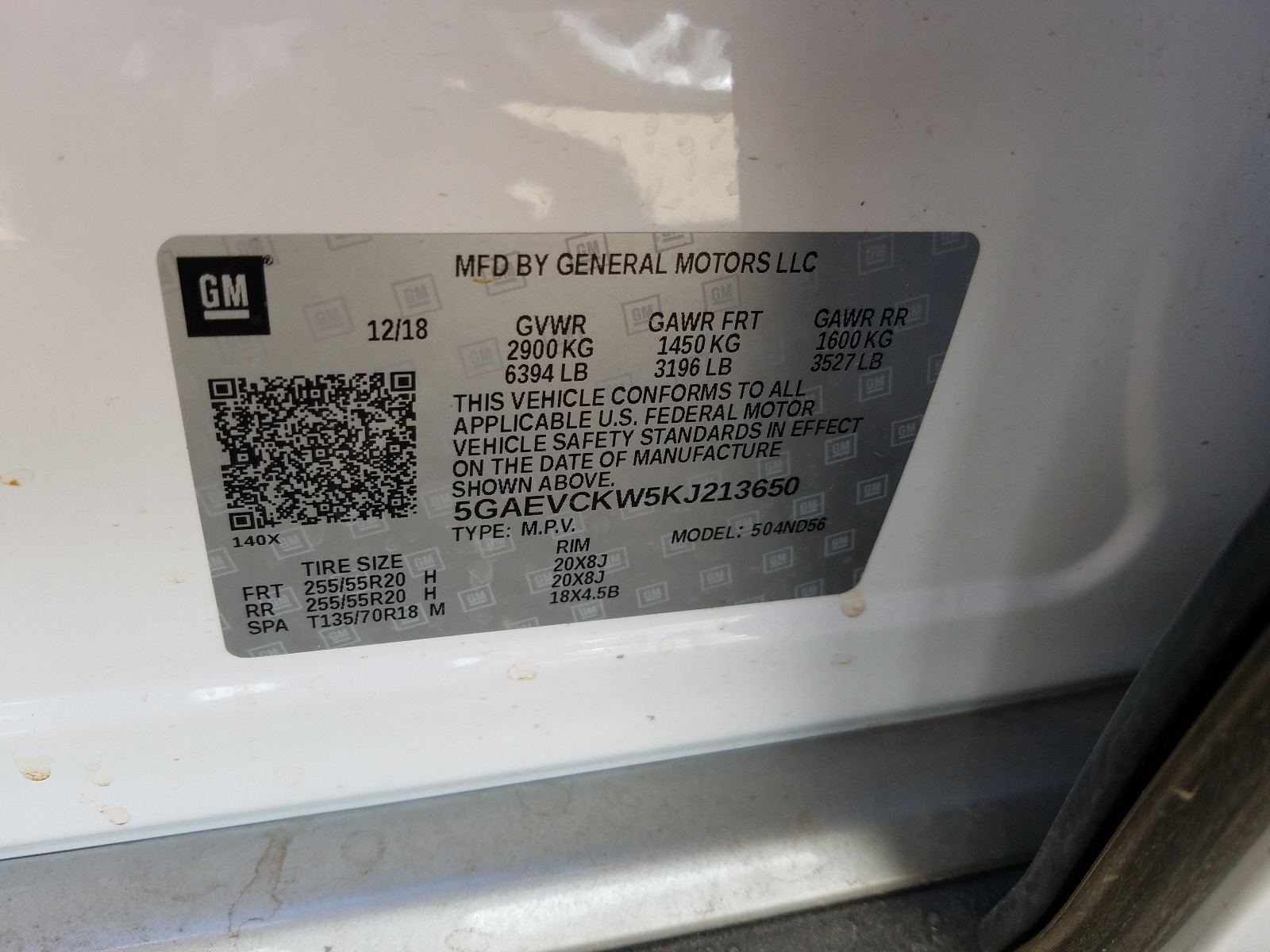 Photo 10 from auction – 2019 BUICK ENCLAVE AV with VIN 5GAEVCKW5KJ213650