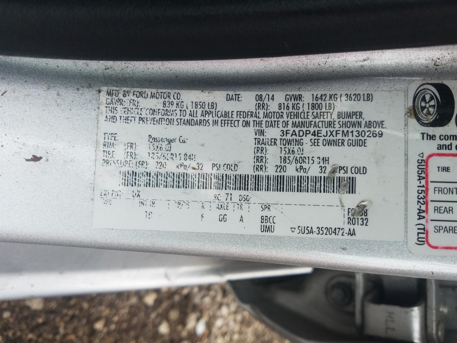 Photo 10 from auction – 2015 FORD FIESTA SE with VIN 3FADP4EJXFM130269