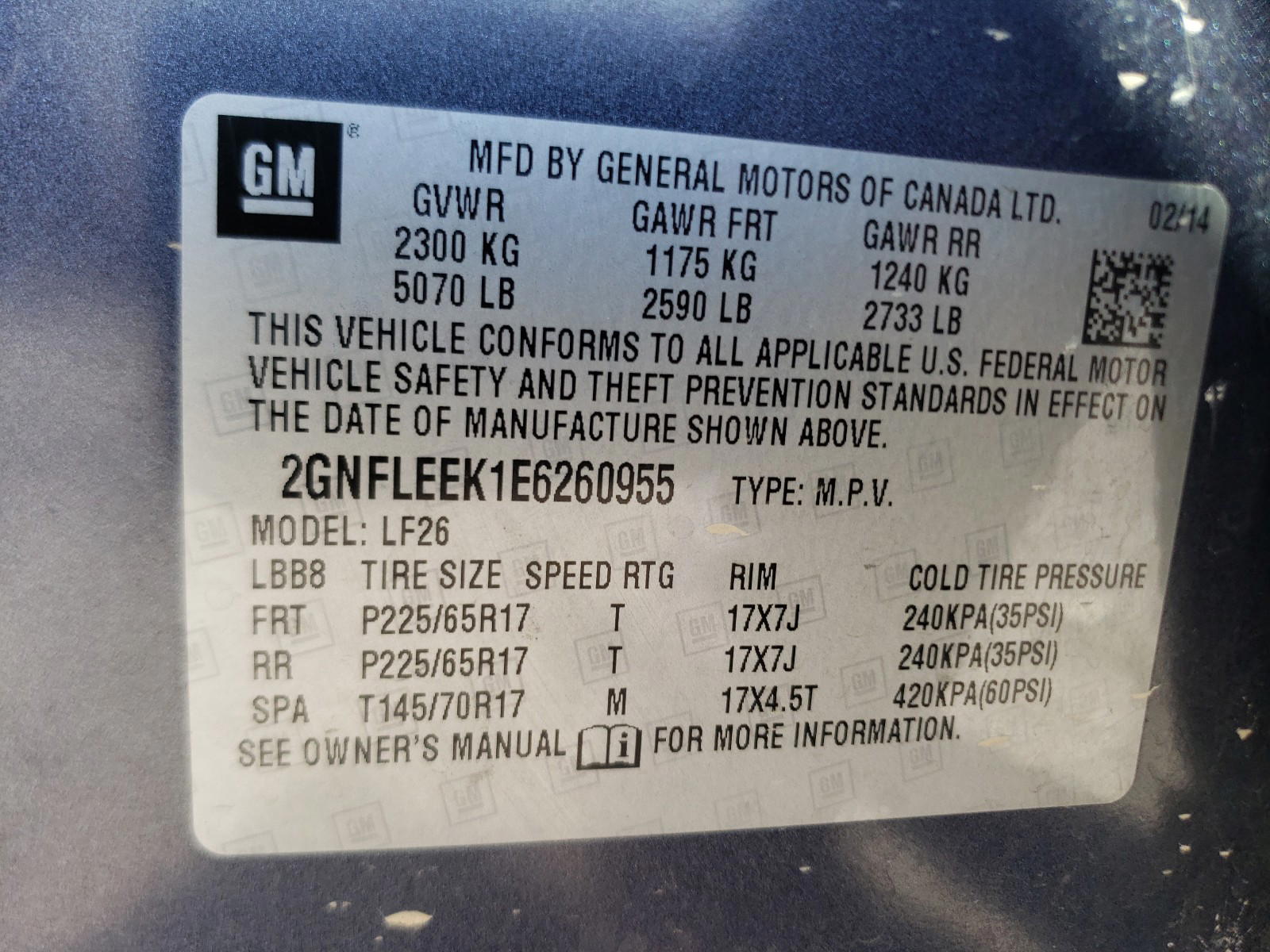 Photo 10 from auction – 2014 CHEVROLET EQUINOX LS with VIN 2GNFLEEK1E6260955