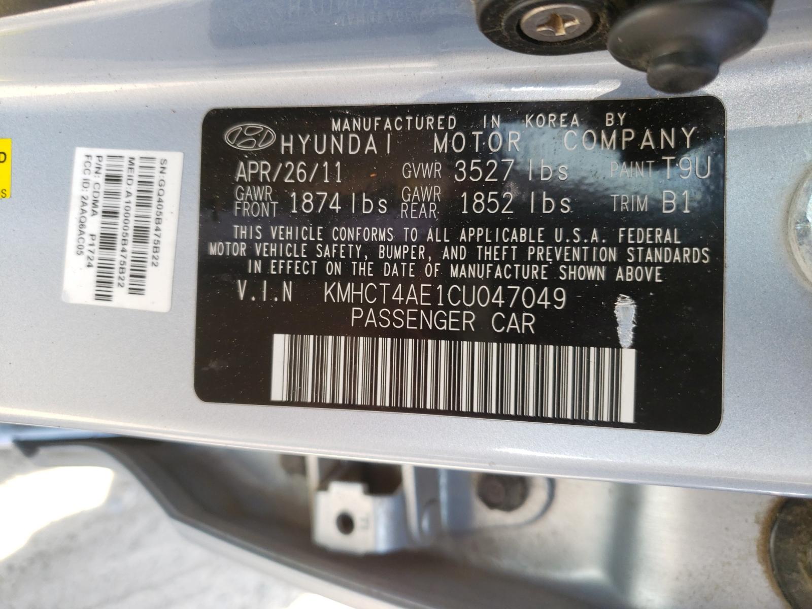 Photo 10 from auction – 2012 HYUNDAI ACCENT GLS with VIN KMHCT4AE1CU047049