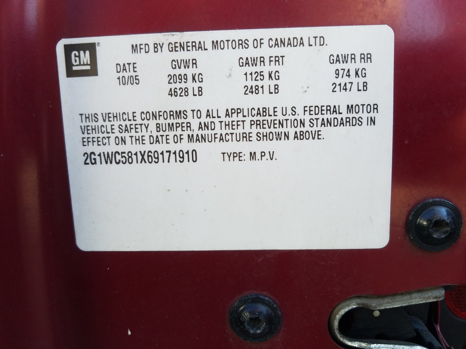 Photo 10 from auction – 2006 CHEVROLET IMPALA LT with VIN 2G1WC581X69171910