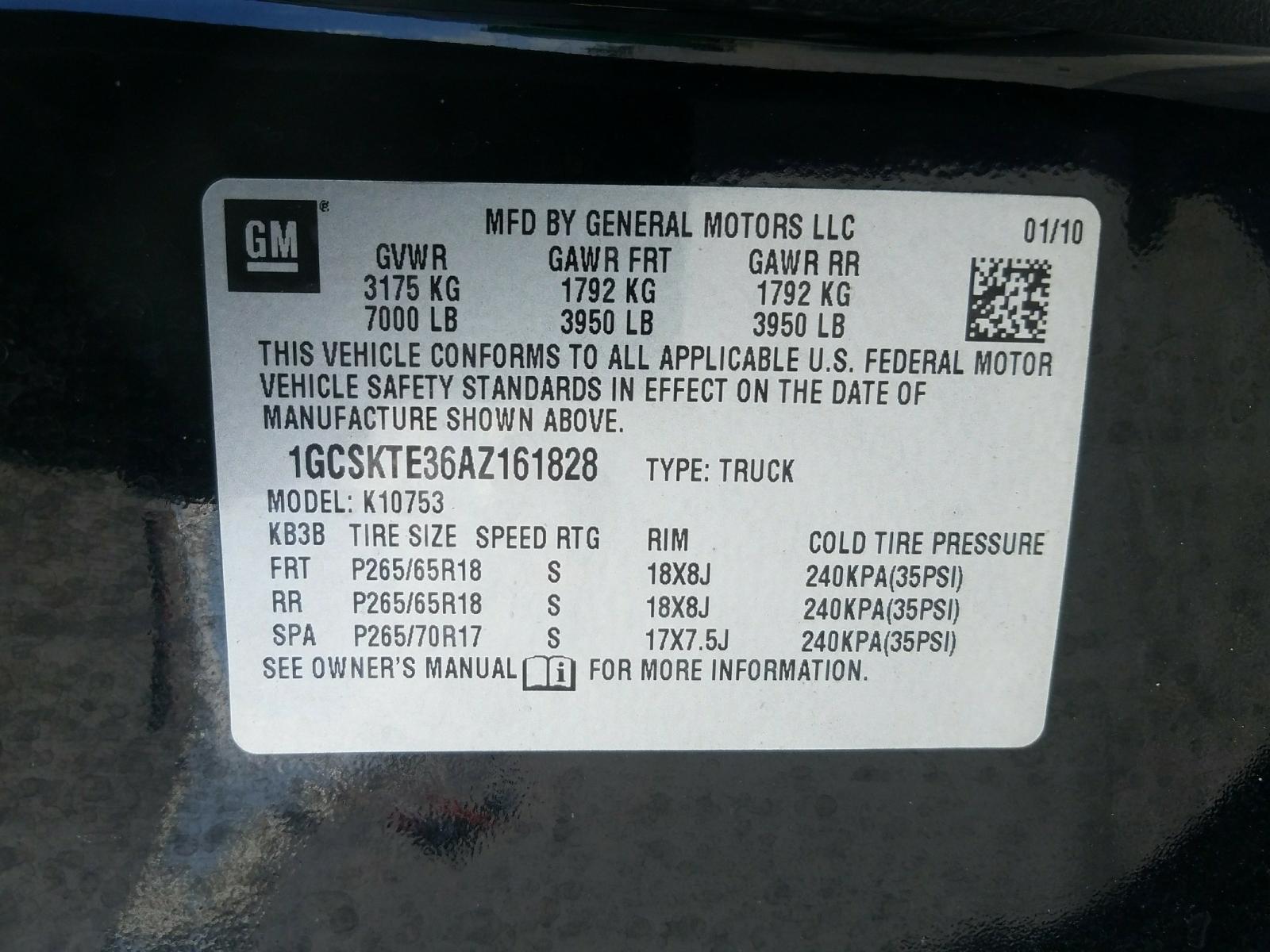 Photo 10 from auction – 2010 CHEVROLET SILVERADO with VIN 1GCSKTE36AZ161828