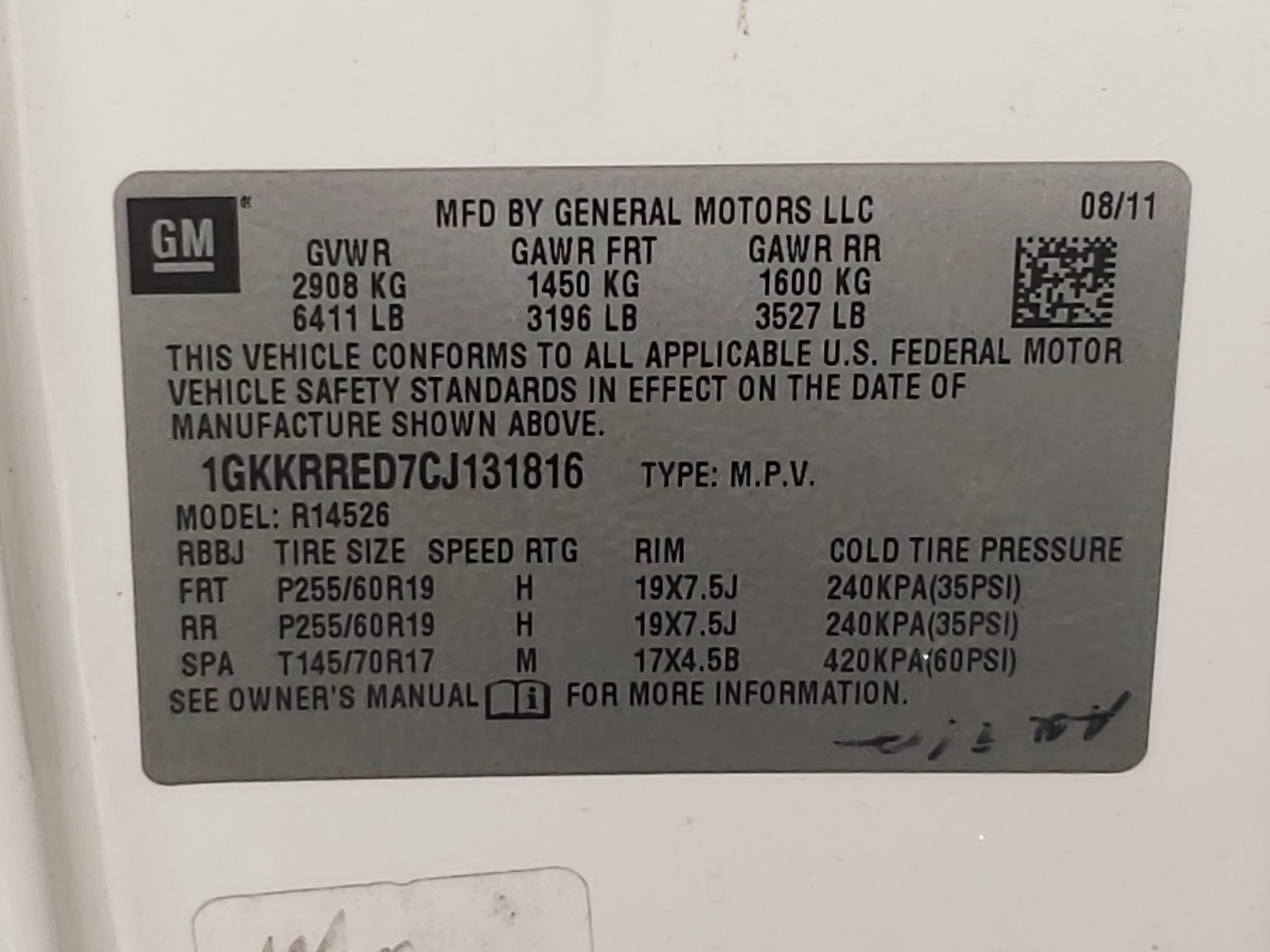 Photo 10 from auction – 2012 GMC ACADIA SLT with VIN 1GKKRRED7CJ131816