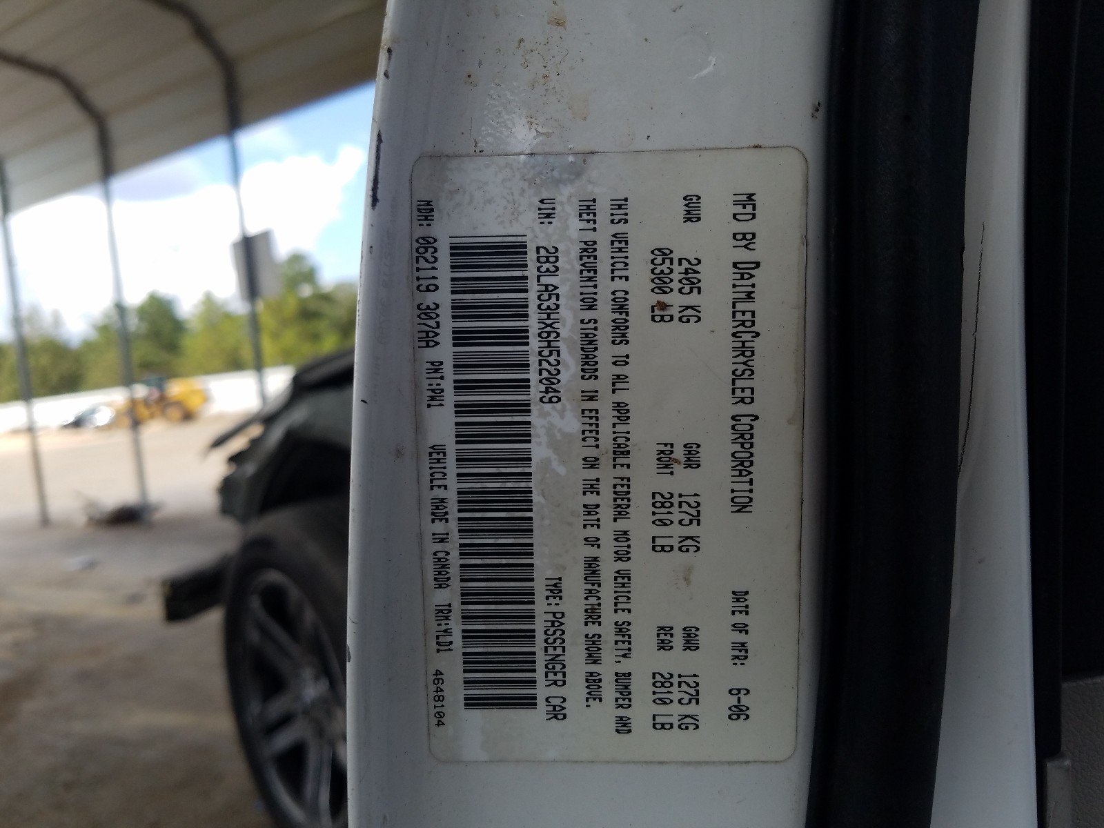 Photo 10 from auction – 2006 DODGE CHARGER R/ with VIN 2B3LA53HX6H522049