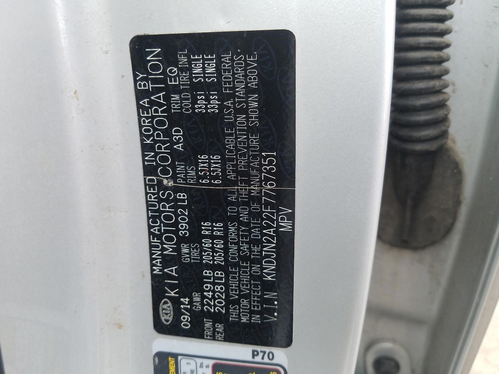 Photo 10 from auction – 2015 KIA SOUL with VIN KNDJN2A22F7767351