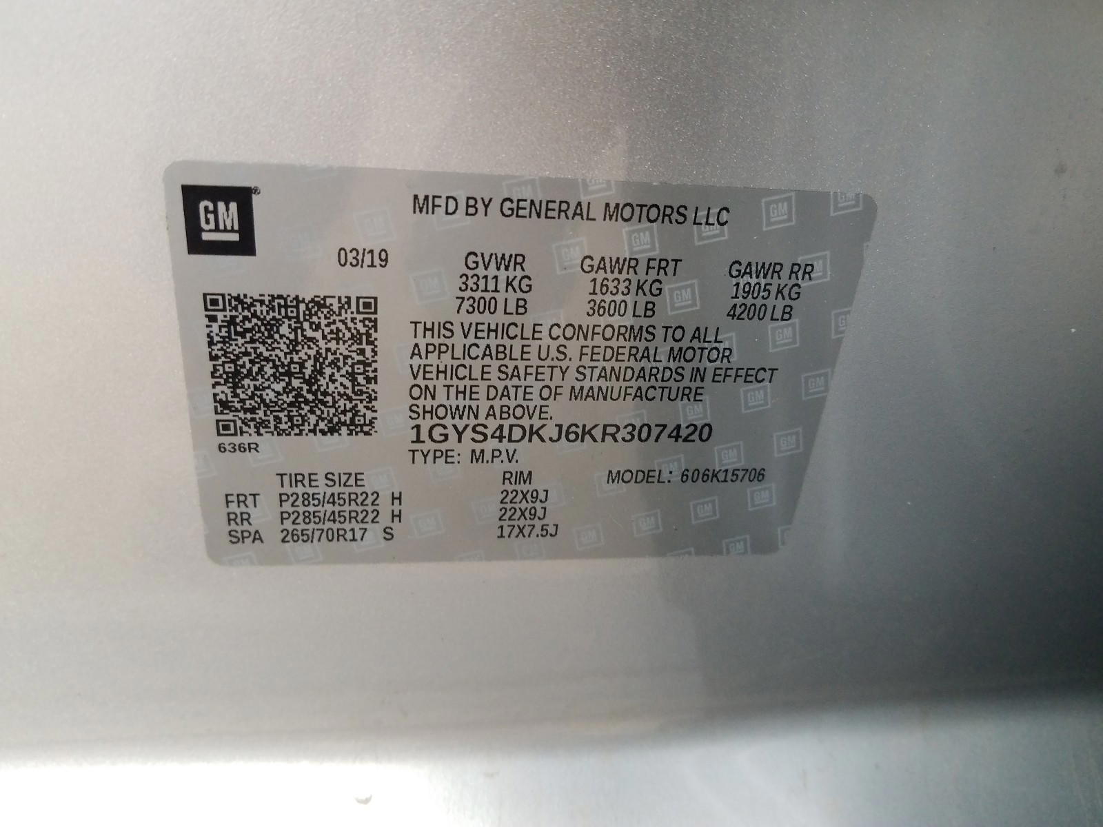 Photo 10 from auction – 2019 CADILLAC ESCALADE P with VIN 1GYS4DKJ6KR307420
