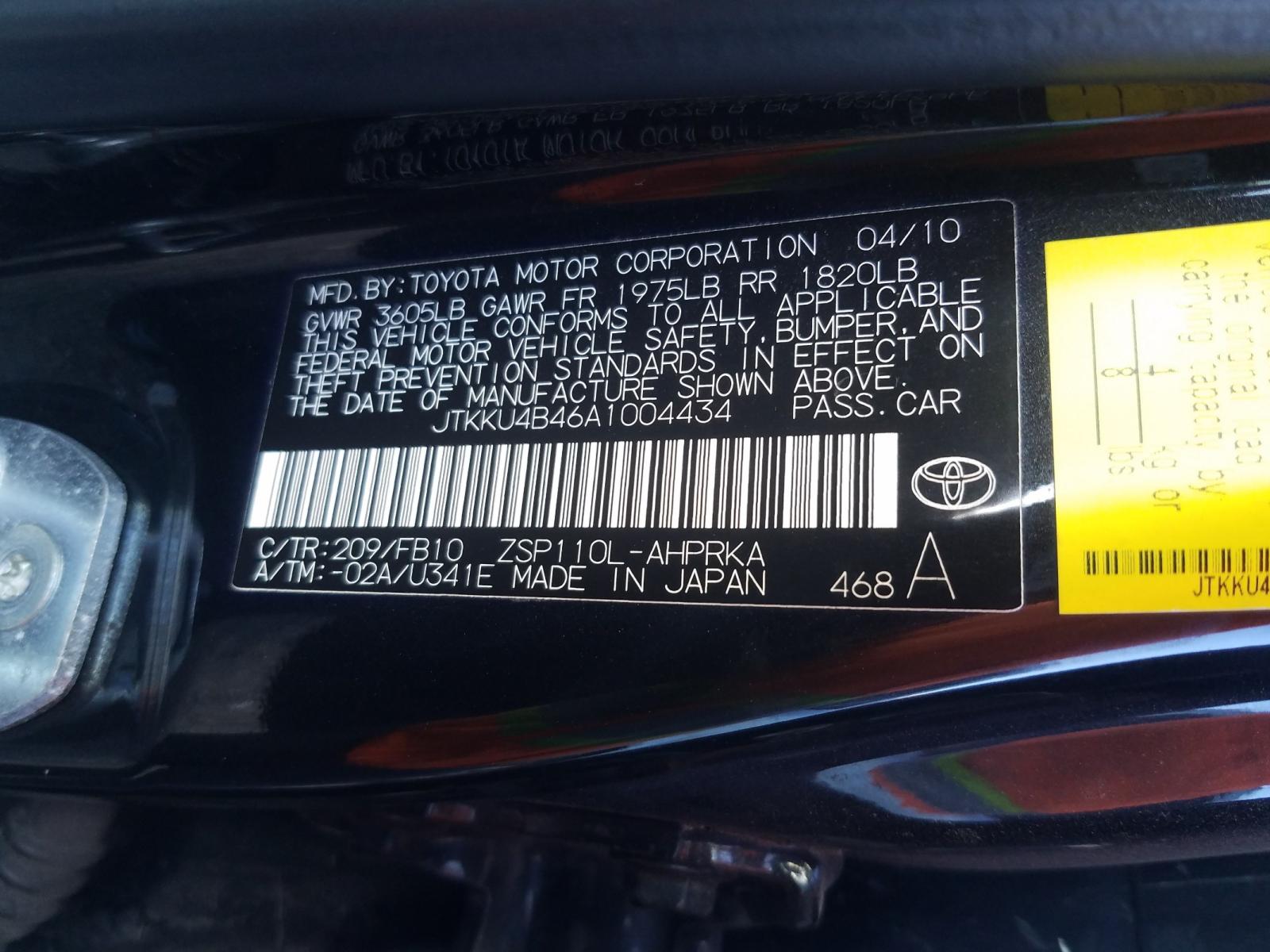 Photo 10 from auction – 2010 TOYOTA SCION XD with VIN JTKKU4B46A1004434
