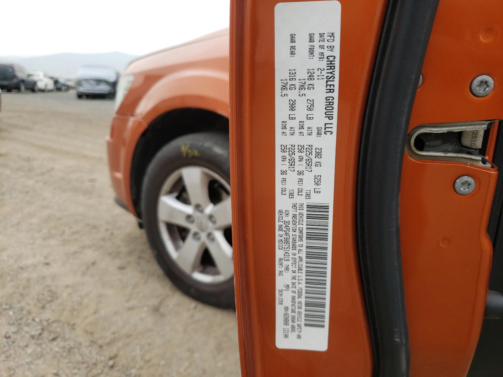 Photo 10 from auction – 2011 DODGE JOURNEY EX with VIN 3D4PG4FB0BT514319