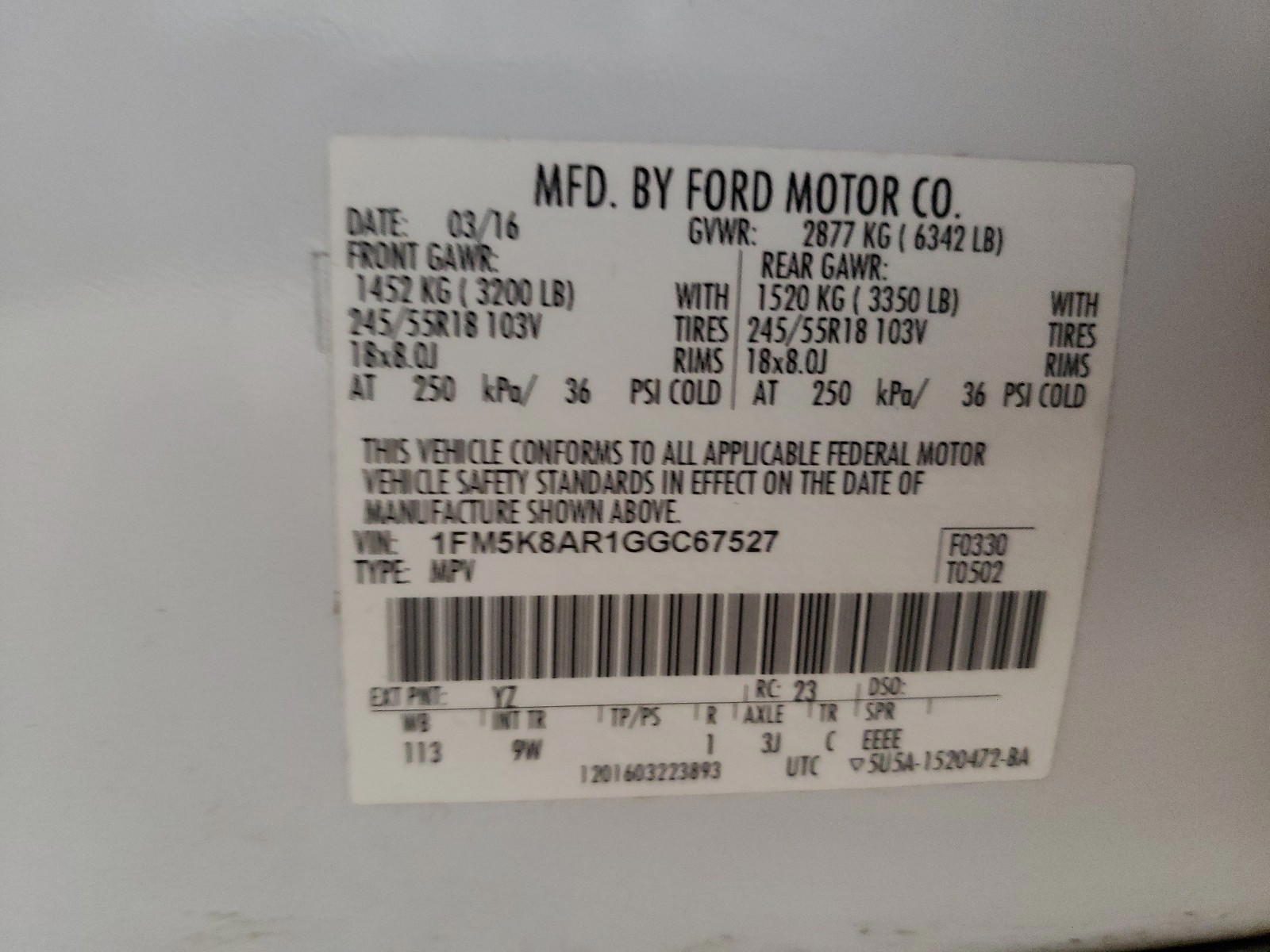 Photo 10 from auction – 2017 FORD EXPLORER P with VIN 1FM5K8AR4HGA79487