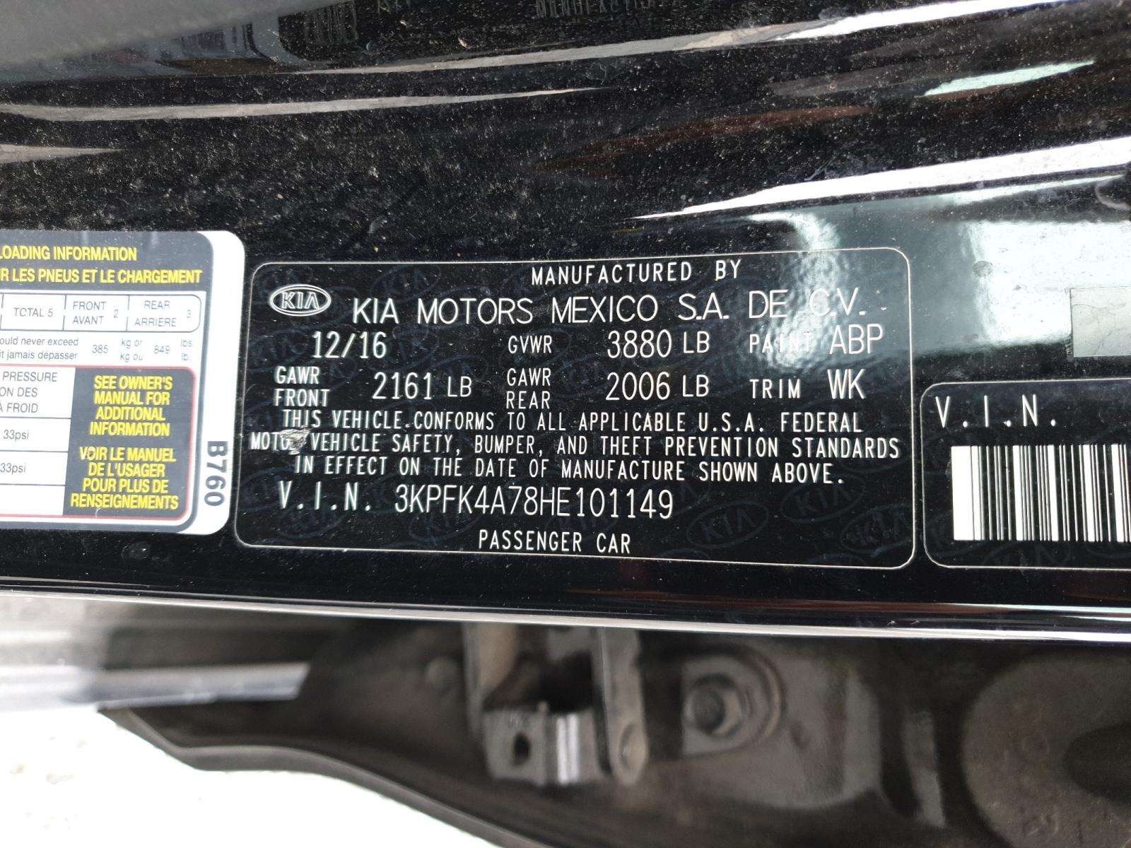 Zdjęcie 10 z aukcji – 2017 KIA FORTE LX z VIN 3KPFK4A78HE101149
