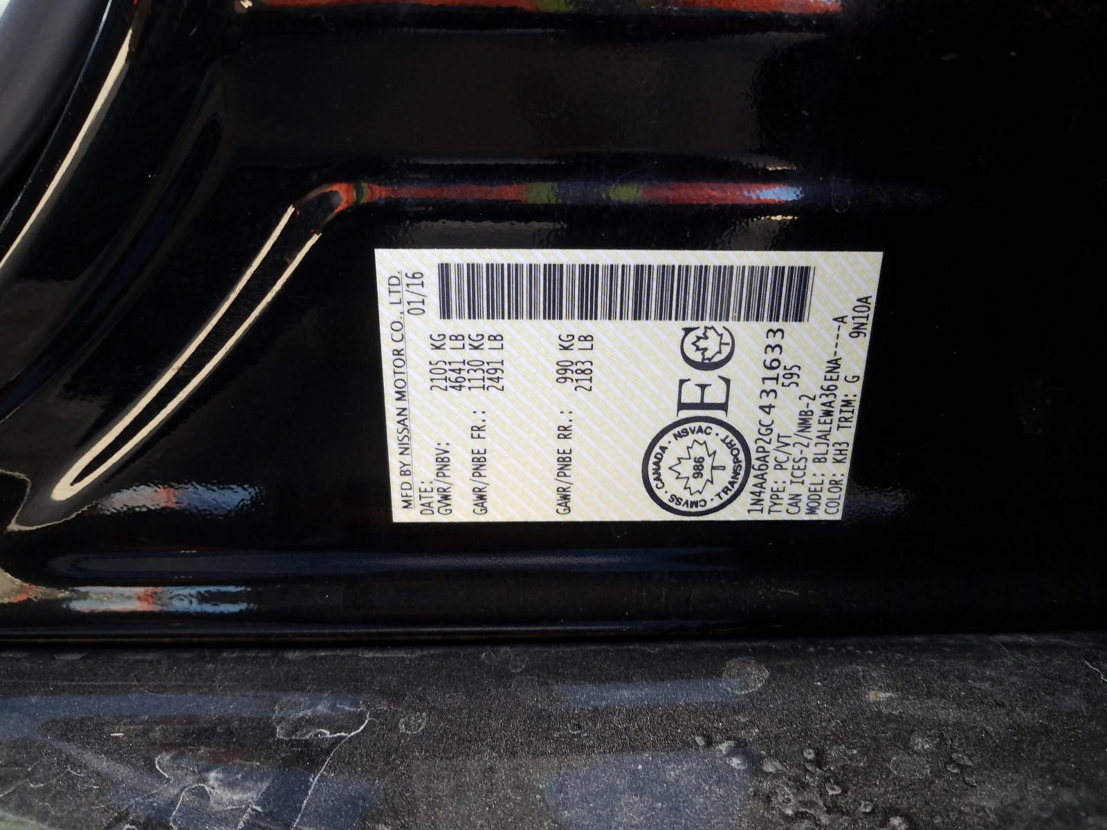 Photo 10 from auction – 2016 NISSAN MAXIMA 3.5 with VIN 1N4AA6AP2GC431633