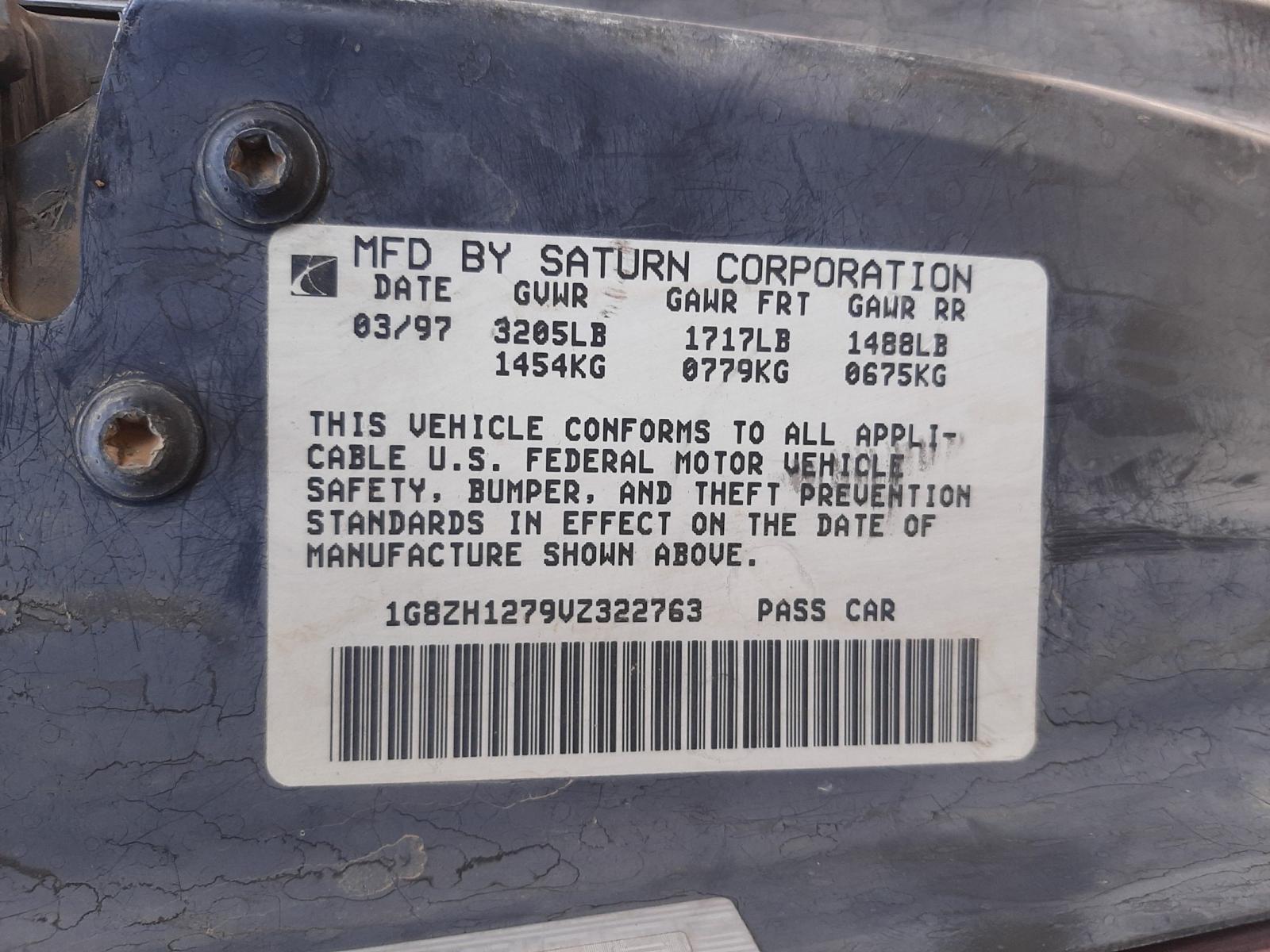 Photo 10 from auction – 1997 SATURN SC2 with VIN 1G8ZH1279VZ322763