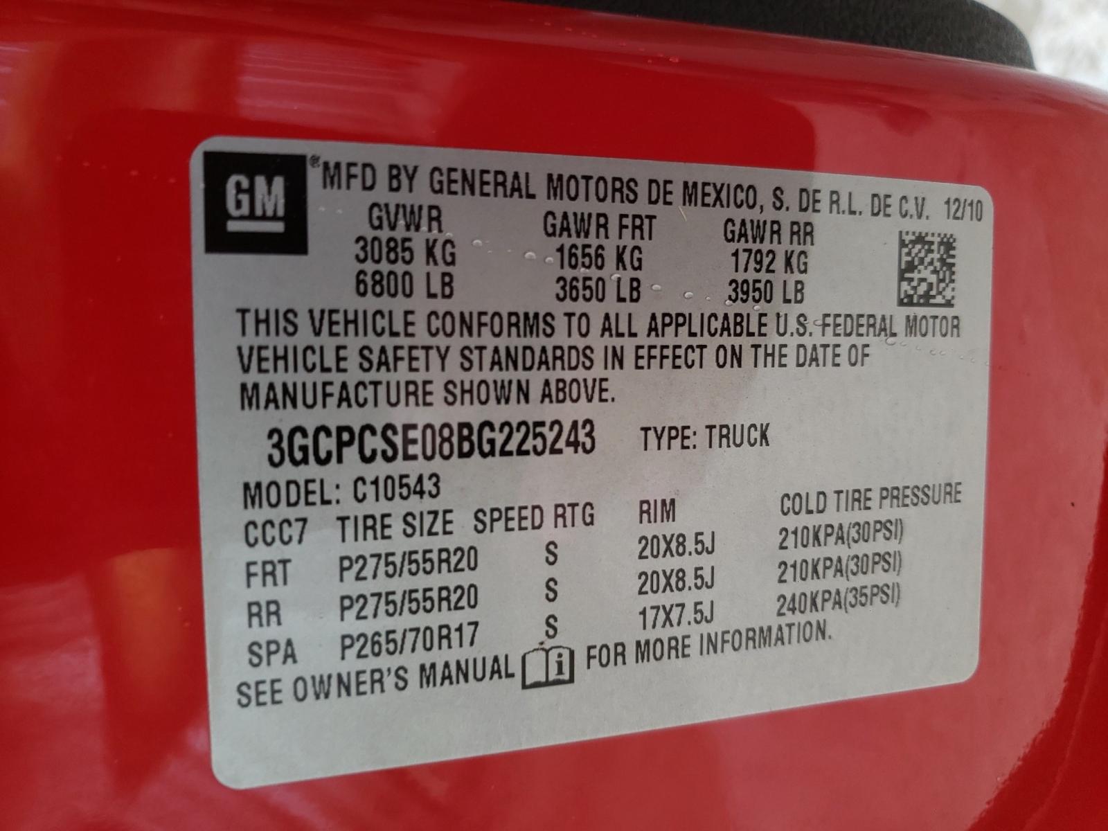 Photo 10 from auction – 2011 CHEVROLET SILVERADO with VIN 3GCPCSE08BG225243