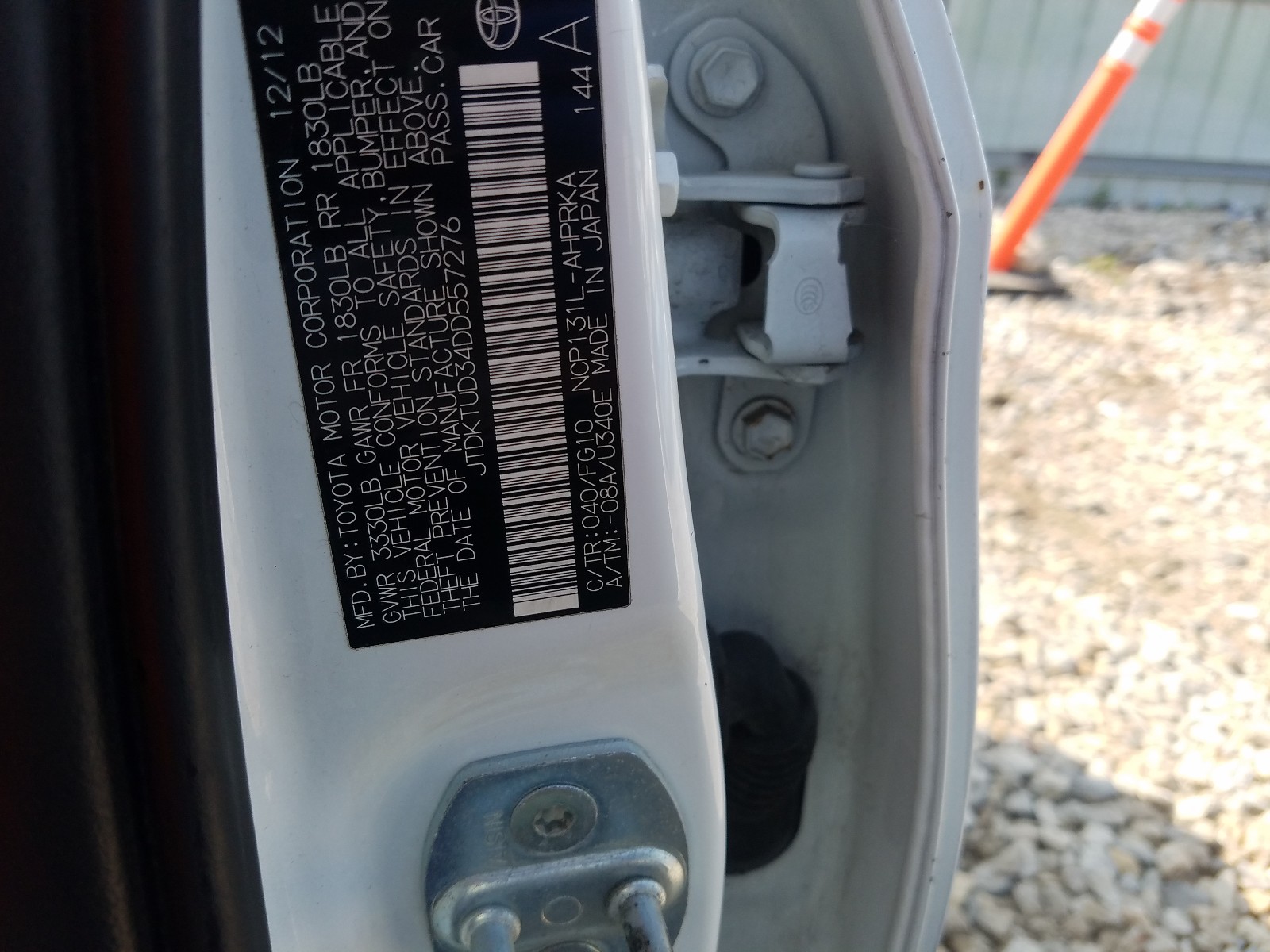 Photo 10 from auction – 2013 TOYOTA YARIS with VIN JTDKTUD34DD557276