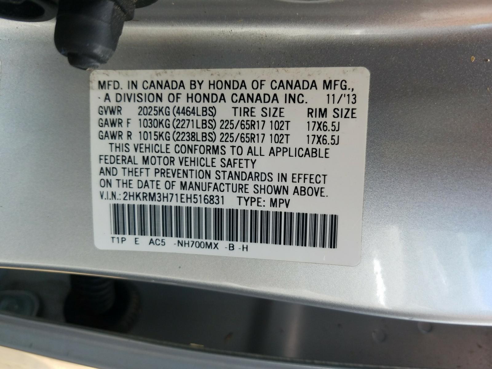 Photo 10 from auction – 2014 HONDA CR-V EXL with VIN 2HKRM3H71EH516831