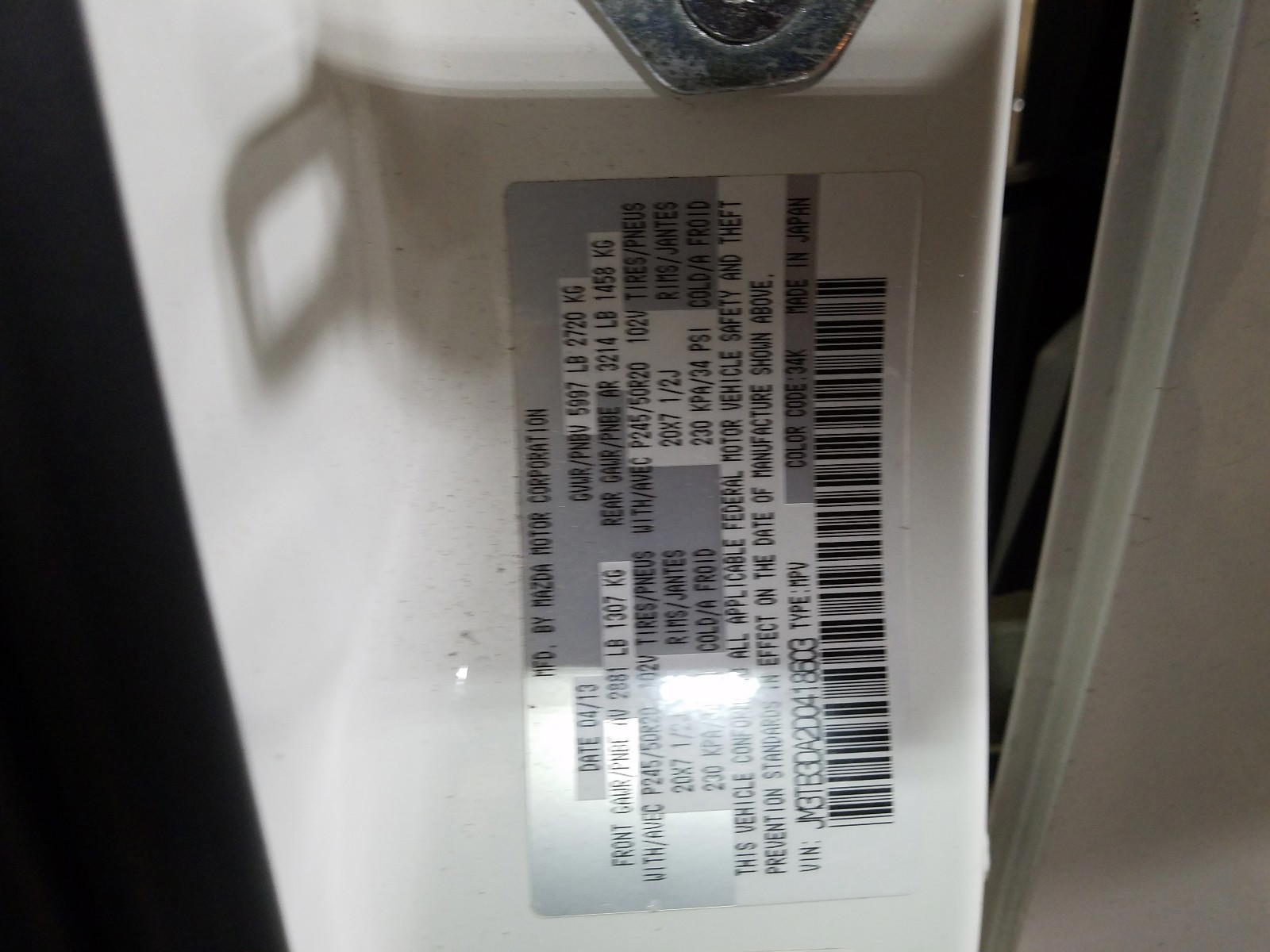 Photo 10 from auction – 2013 MAZDA CX-9 GRAND with VIN JM3TB3DA2D0418603
