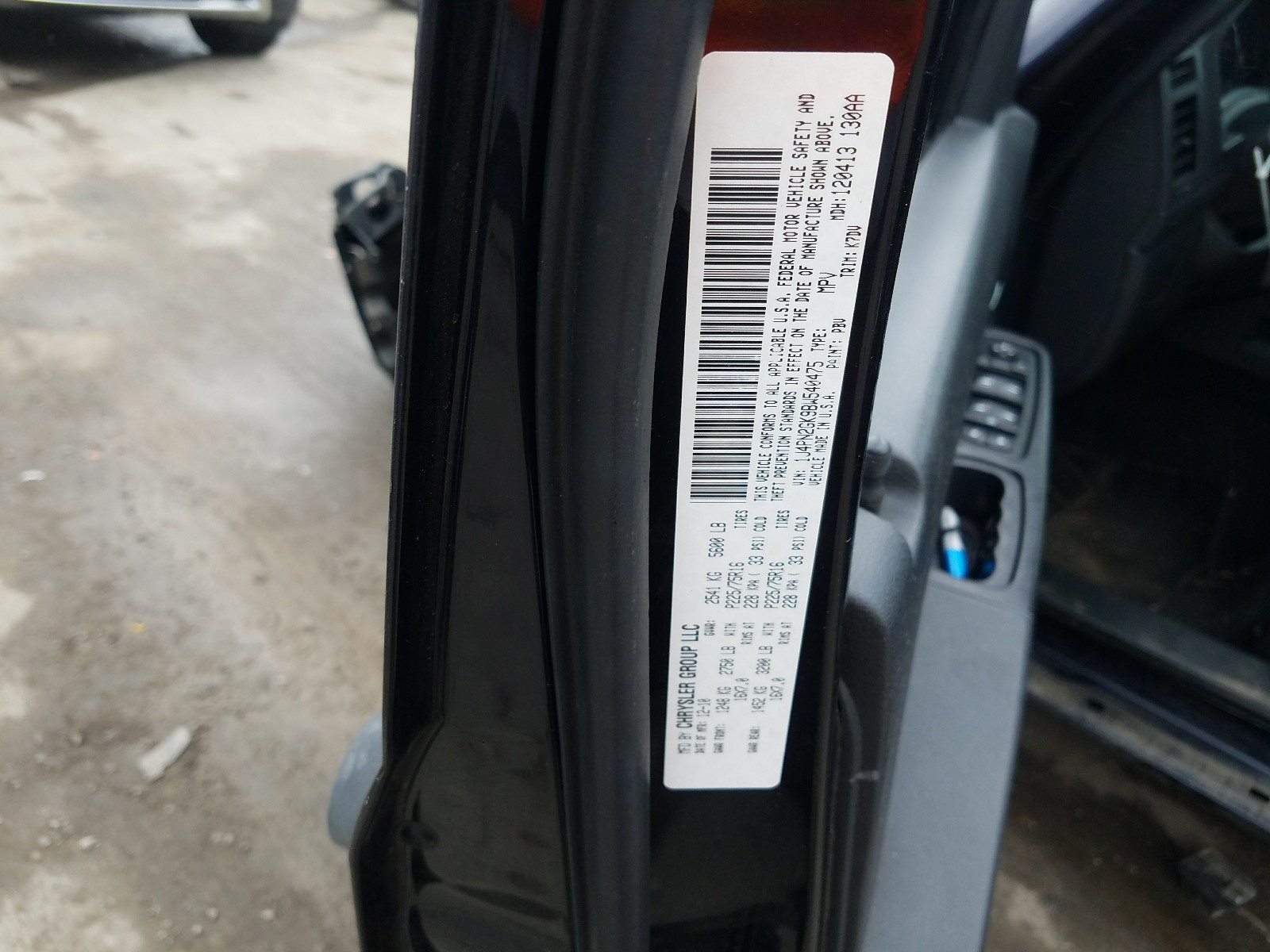 Photo 10 from auction – 2011 JEEP LIBERTY SP with VIN 1J4PN2GK9BW540475