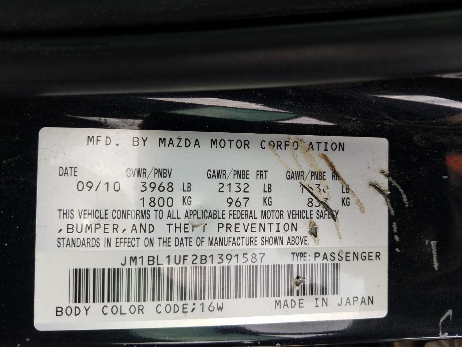Photo 10 from auction – 2011 MAZDA 3 I with VIN JM1BL1UF2B1391587