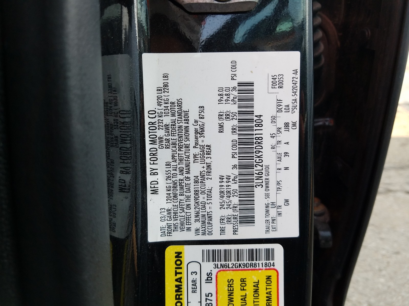 Photo 10 from auction – 2013 LINCOLN MKZ with VIN 3LN6L2GK9DR811804