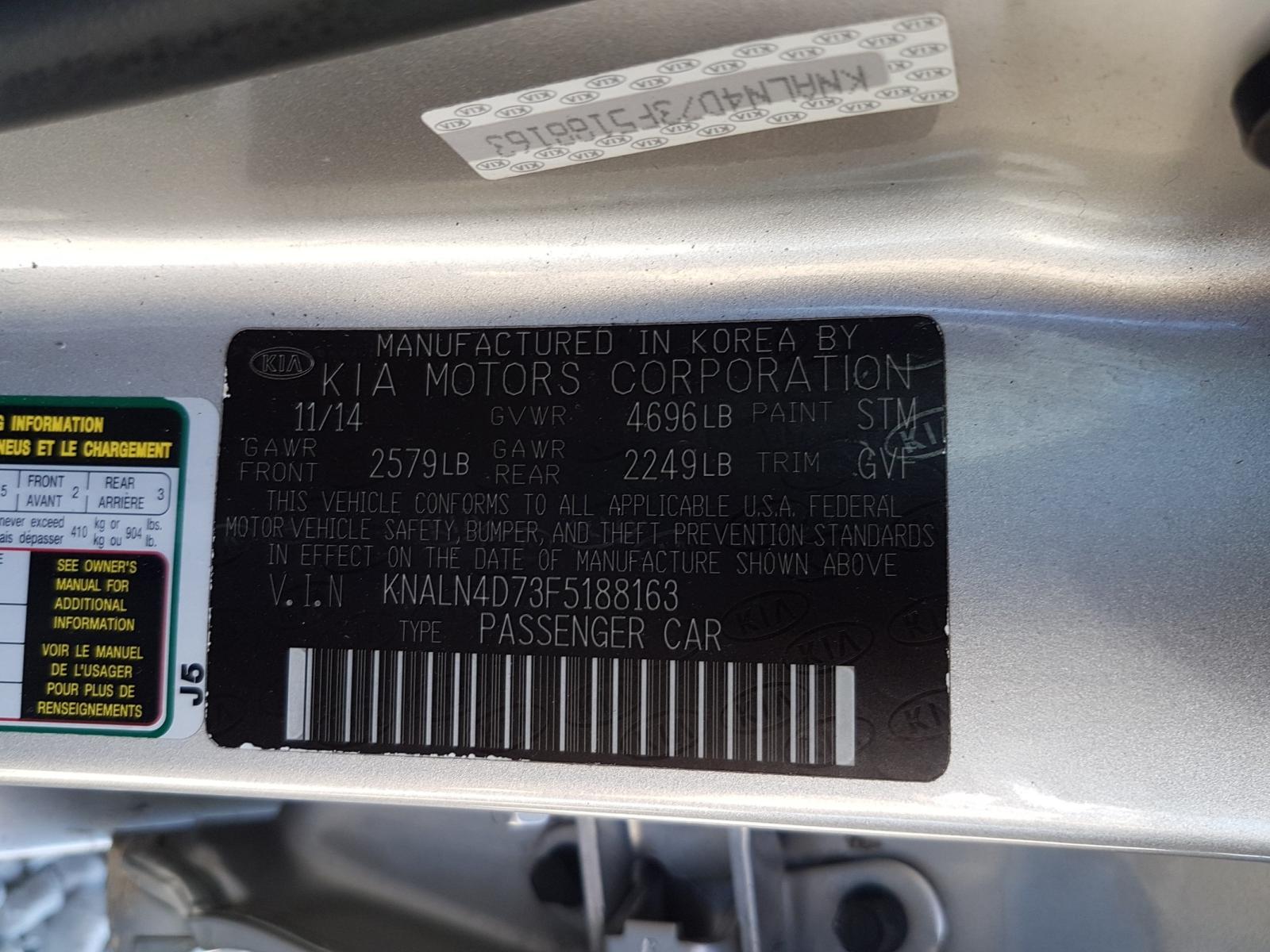 Photo 10 from auction – 2015 KIA CADENZA PR with VIN KNALN4D73F5188163